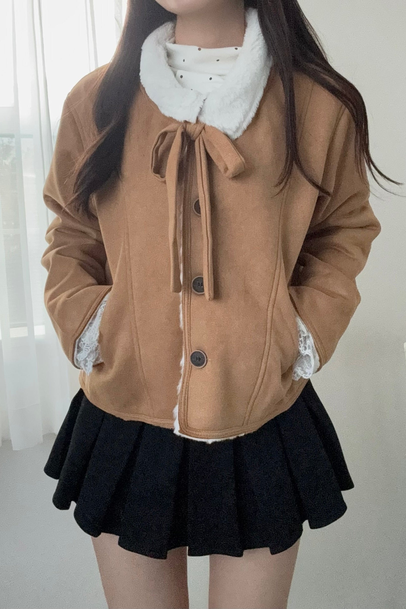 リボンムートンショートコート KR30437