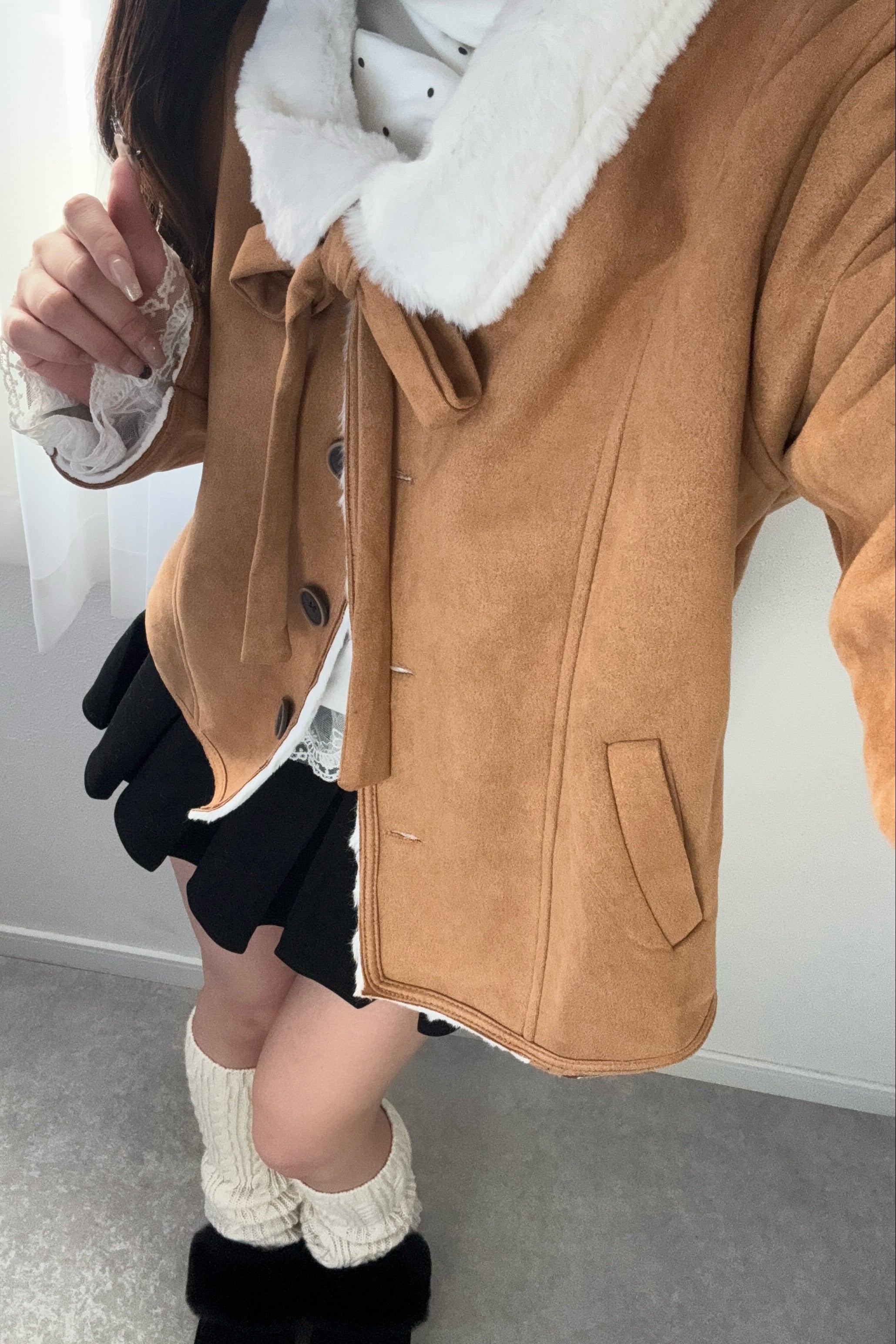 リボンムートンショートコート KR30437