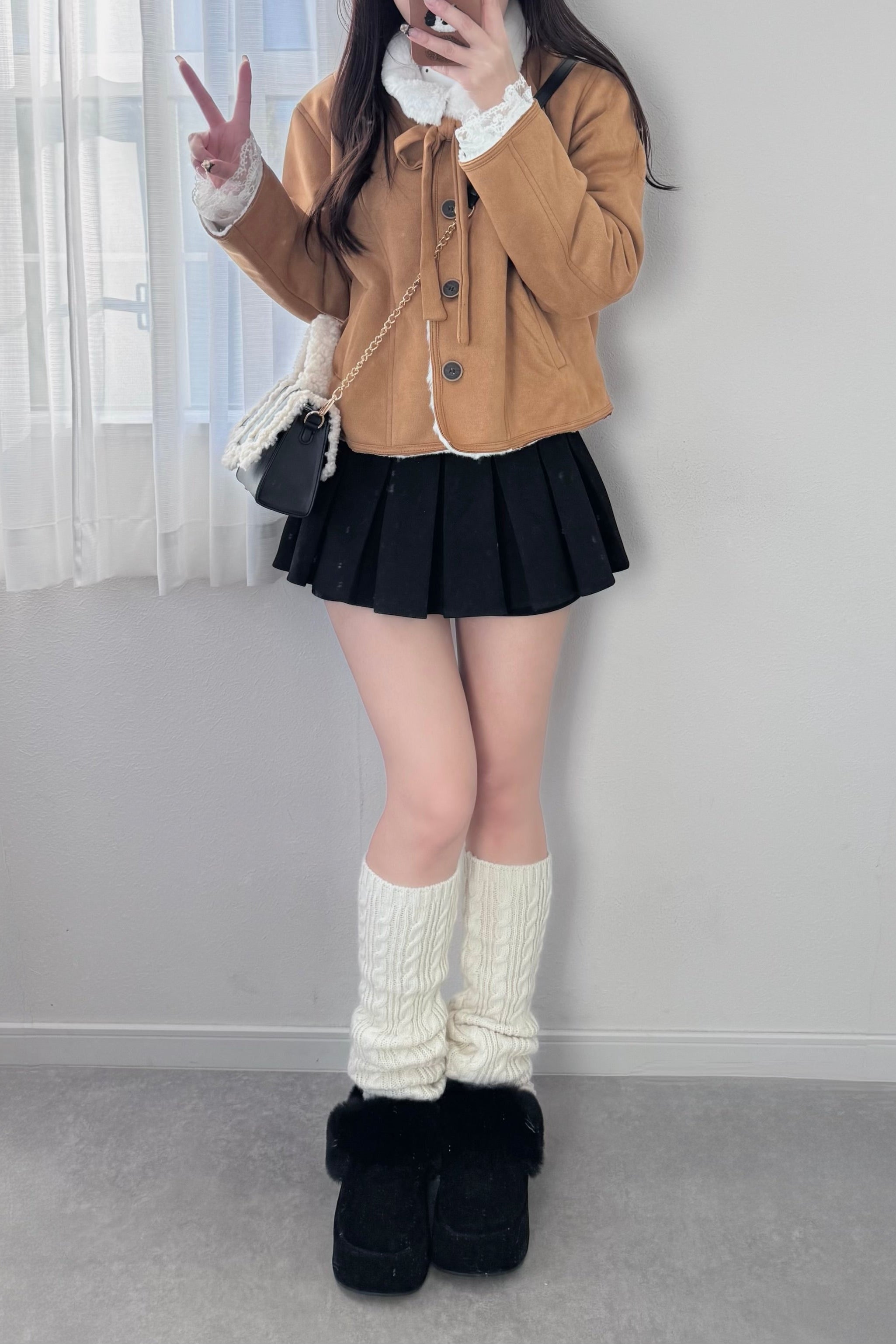 リボンムートンショートコート KR30437