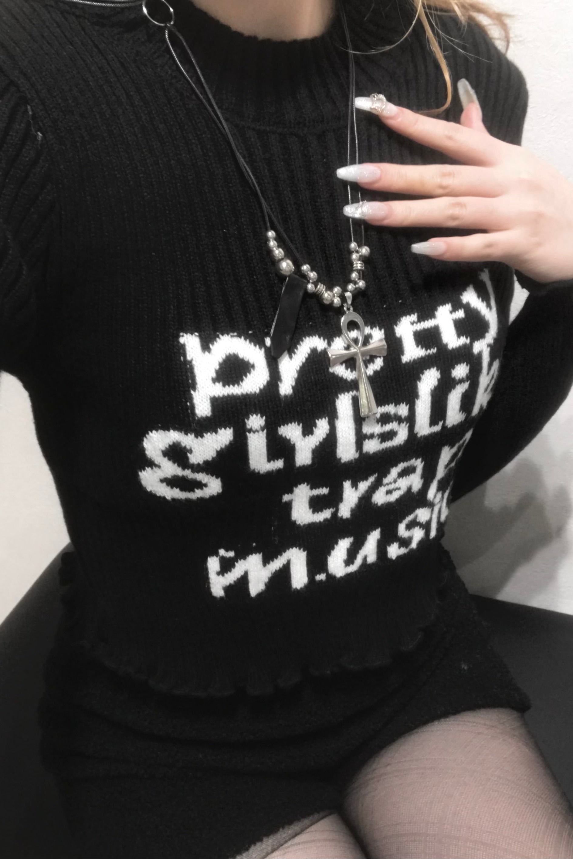 アルファベットプリントニットセーター KR13972