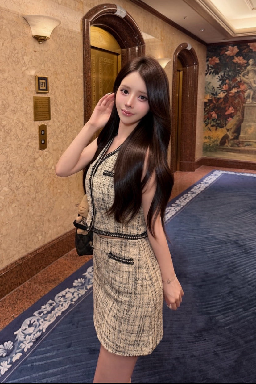 ツイードVネックベストセットアップ KR30654