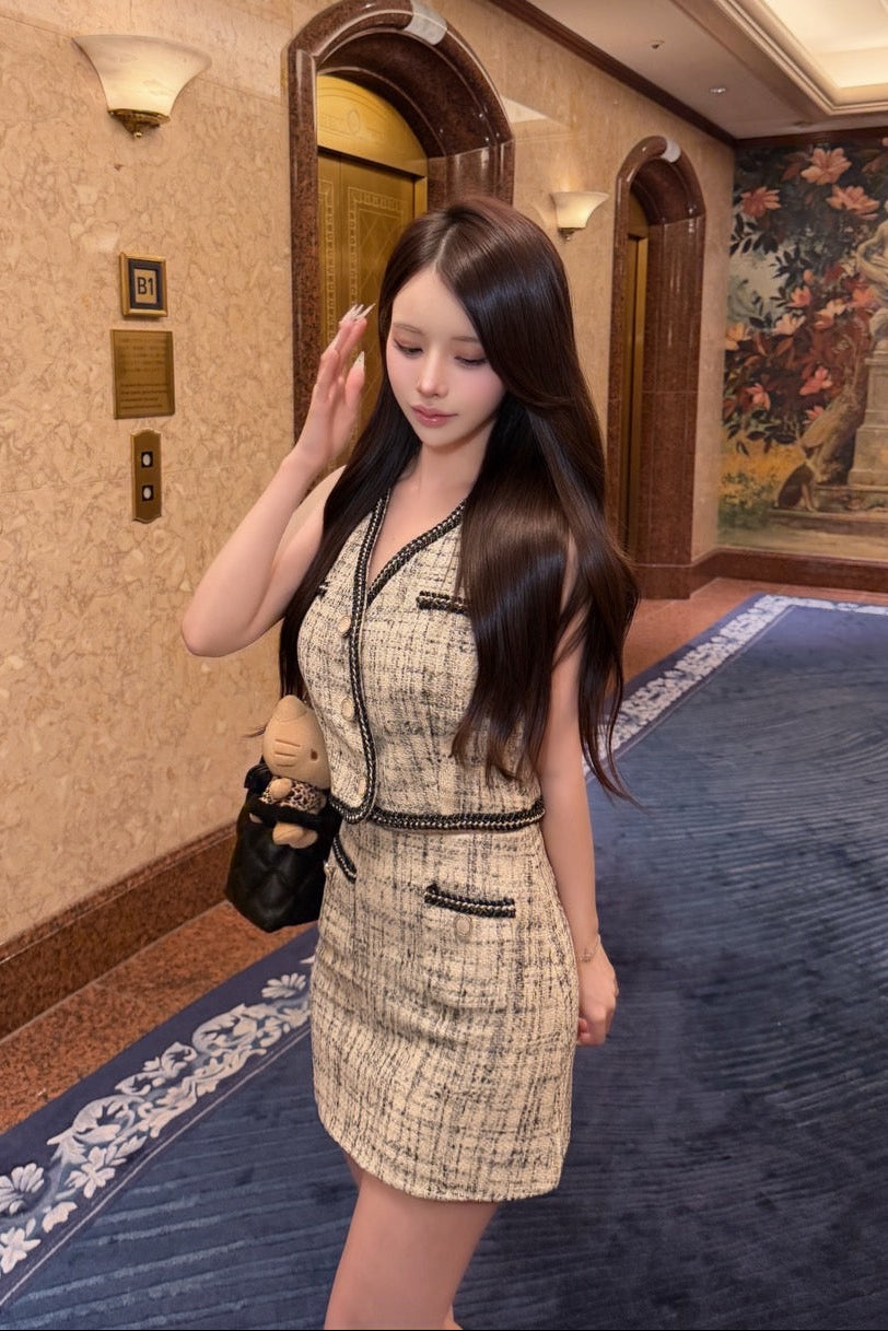 ツイードVネックベストセットアップ KR30654