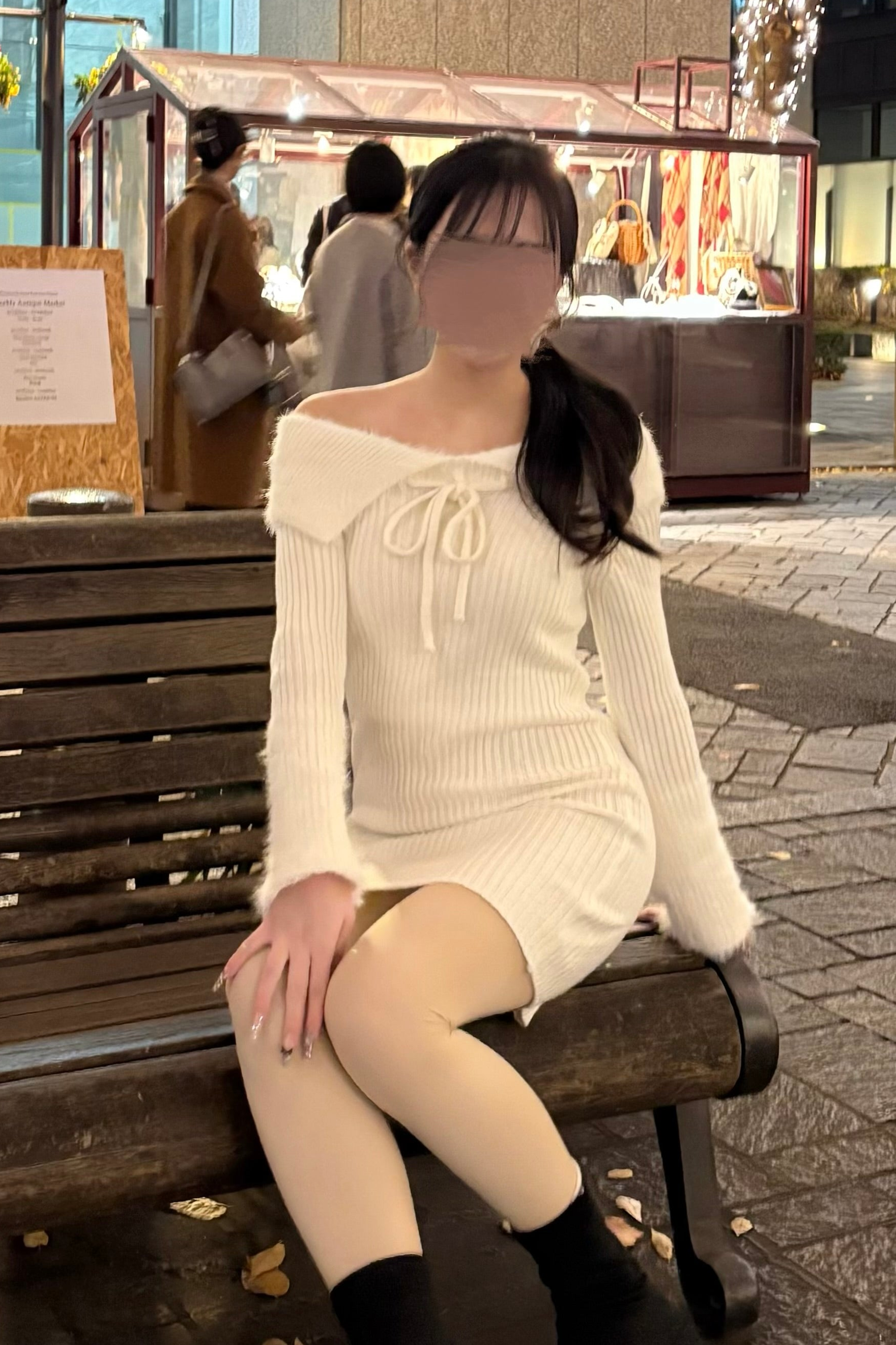 オフショルリボンニットワンピース KR13800