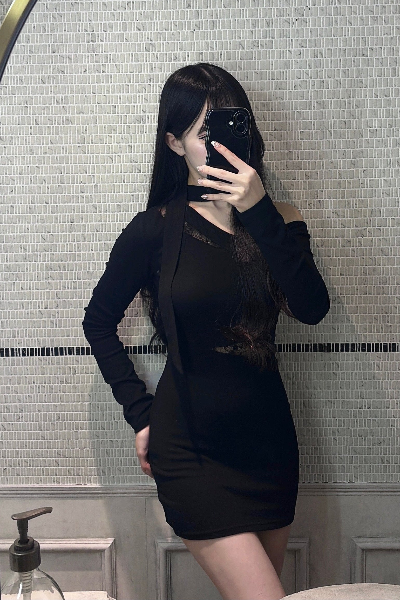 スリムフィットワンショルダーワンピース KR14049