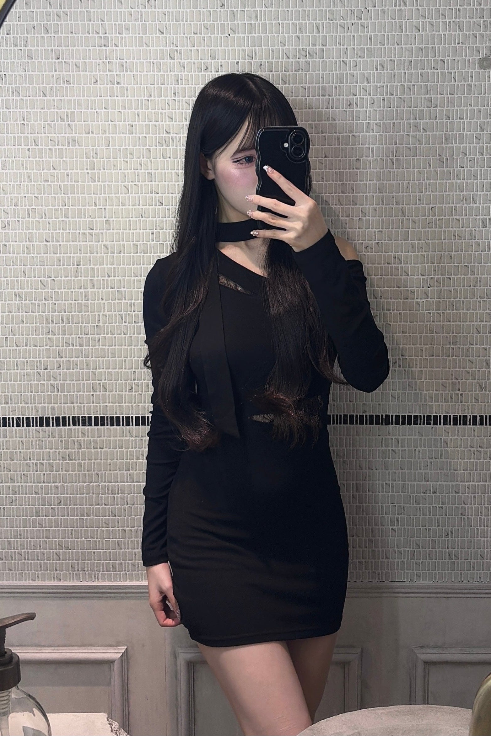 スリムフィットワンショルダーワンピース KR14049