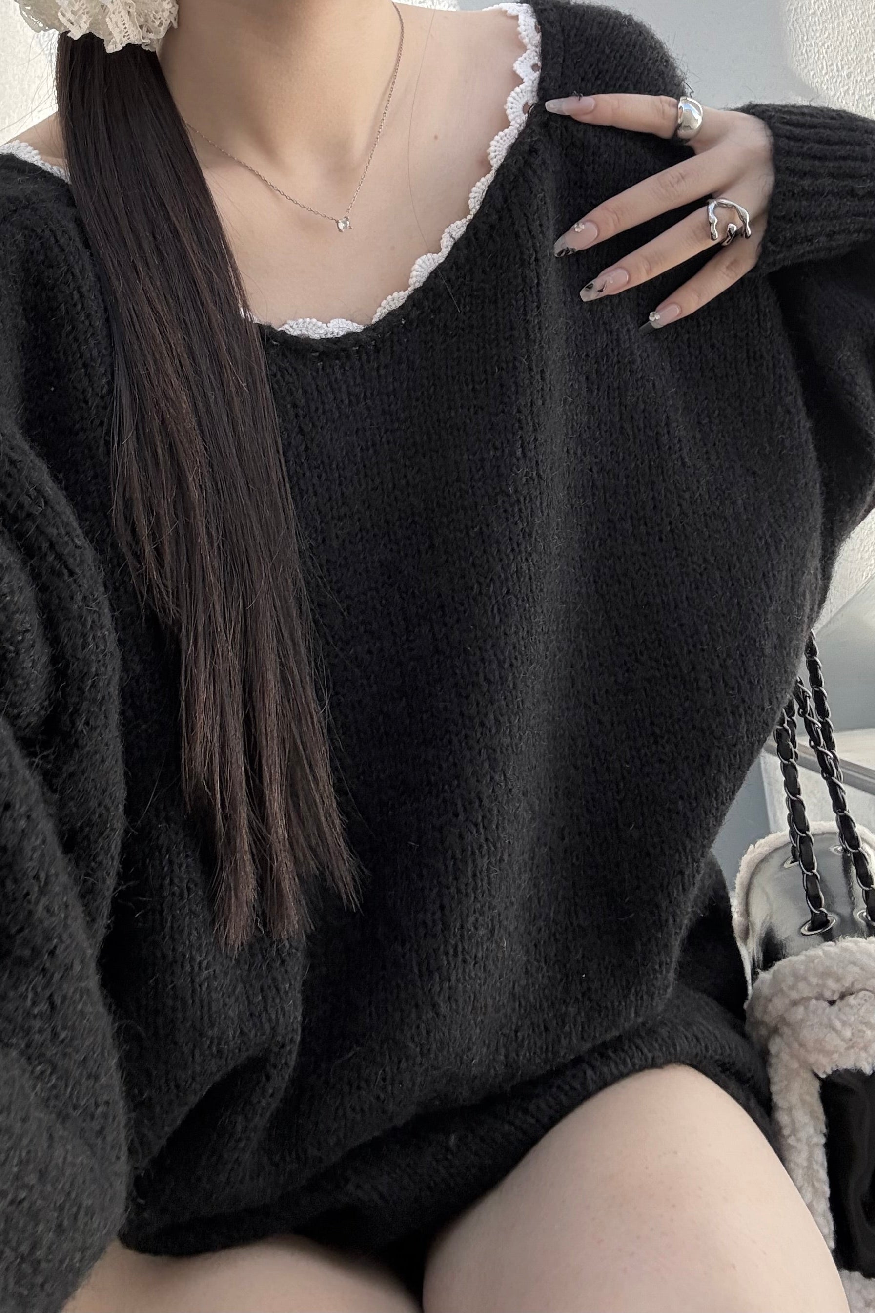 バックリボンニット KR13653