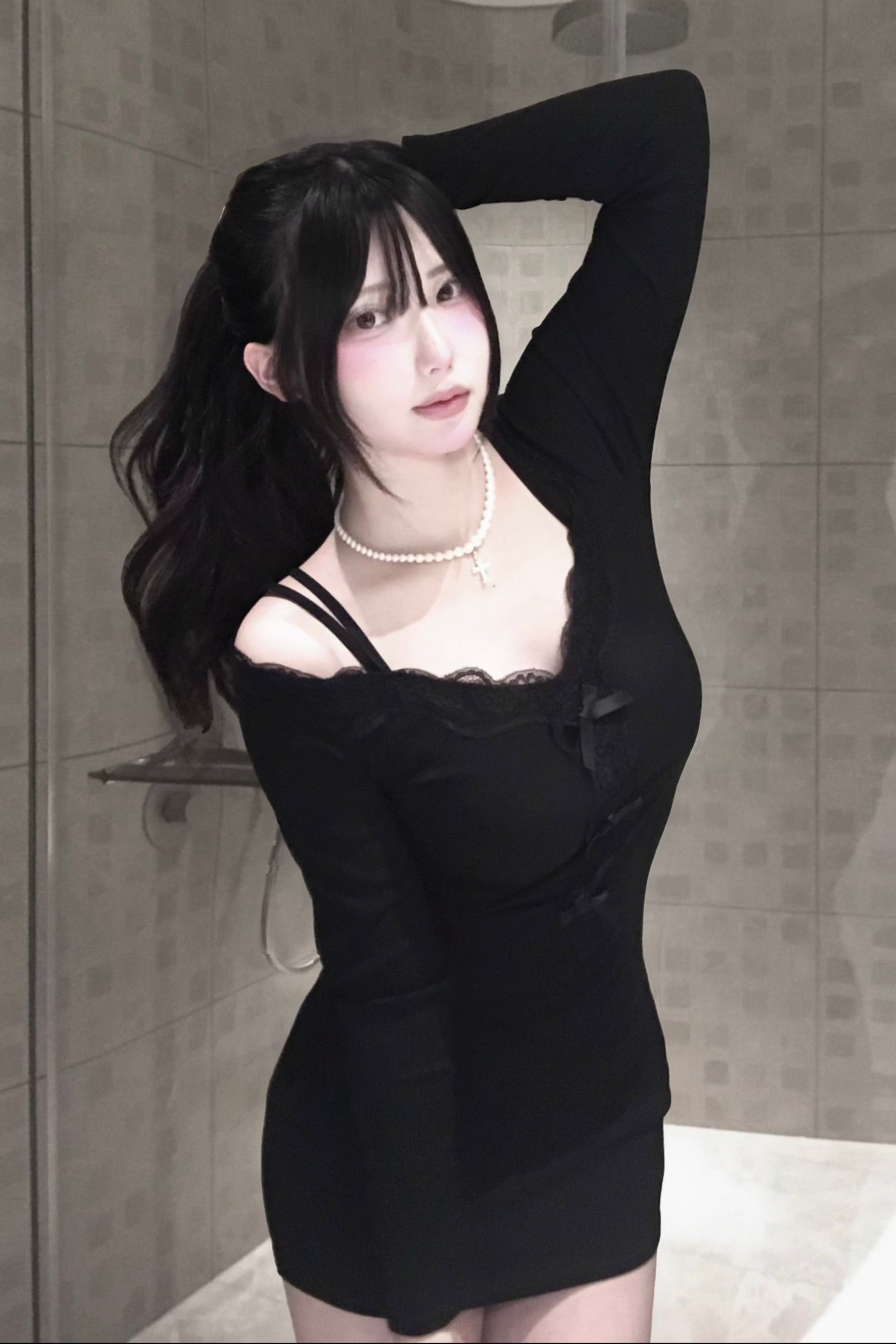 フロントレースリボンワンピース KR12551