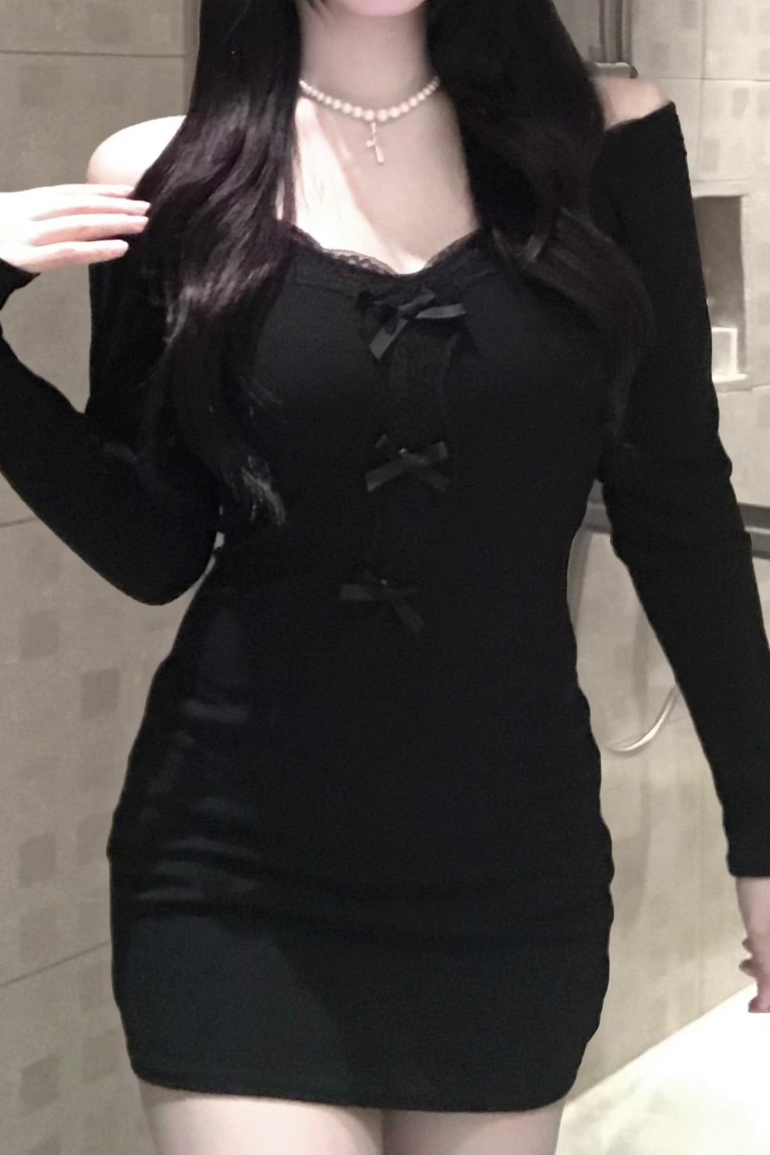 フロントレースリボンワンピース KR12551