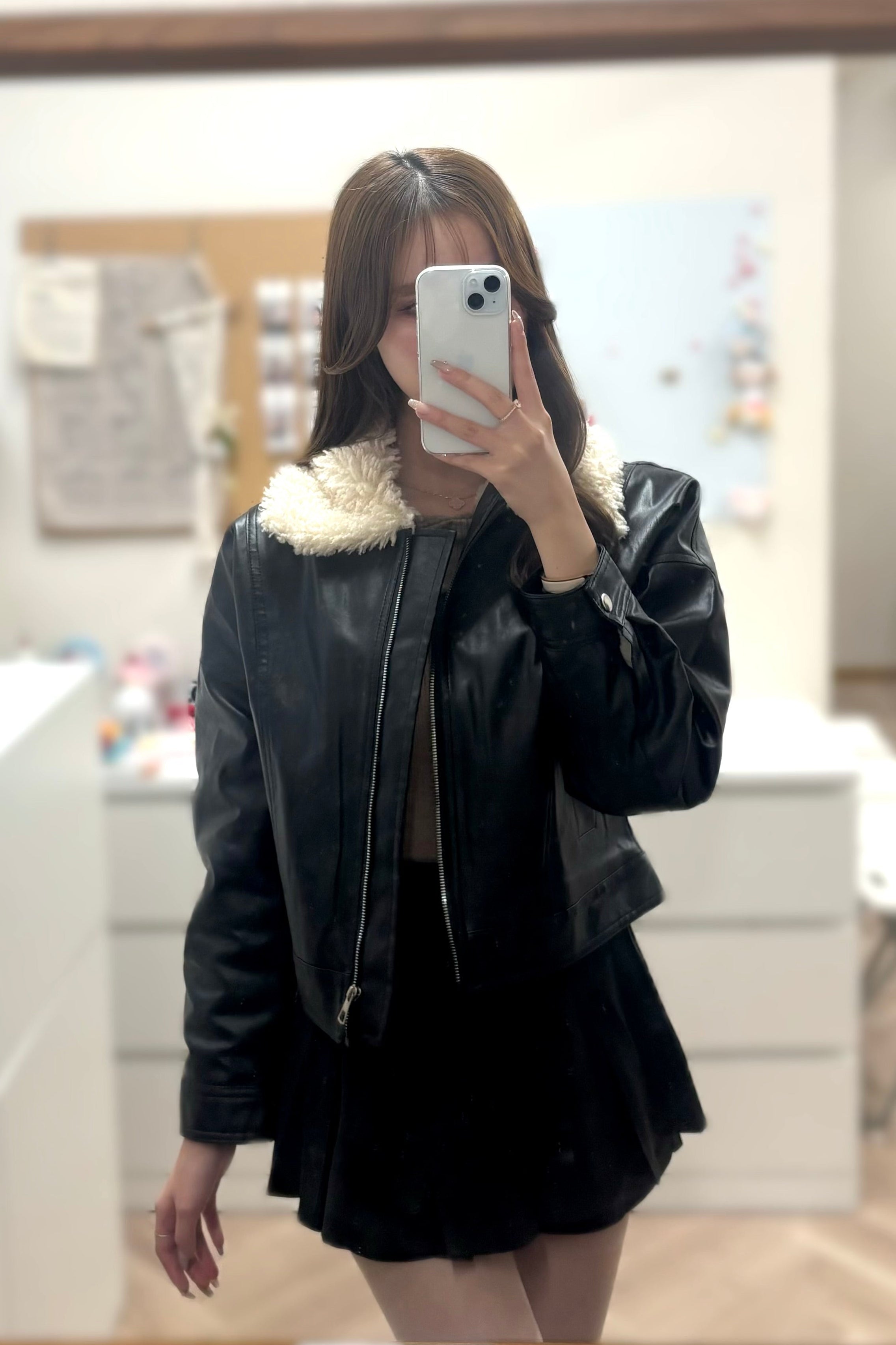 クロップドレザーボアジャケット KR30129