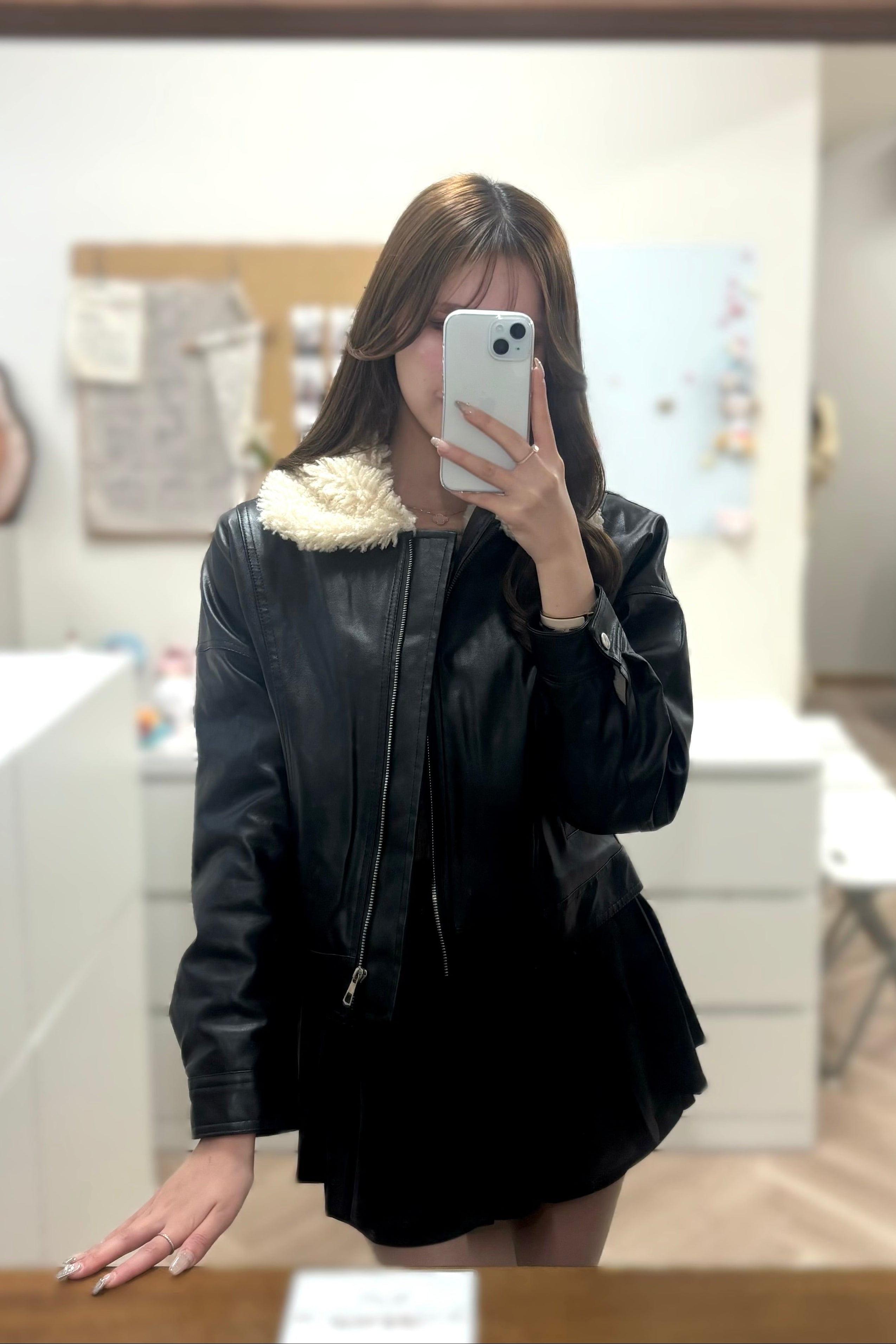 クロップドレザーボアジャケット KR30129