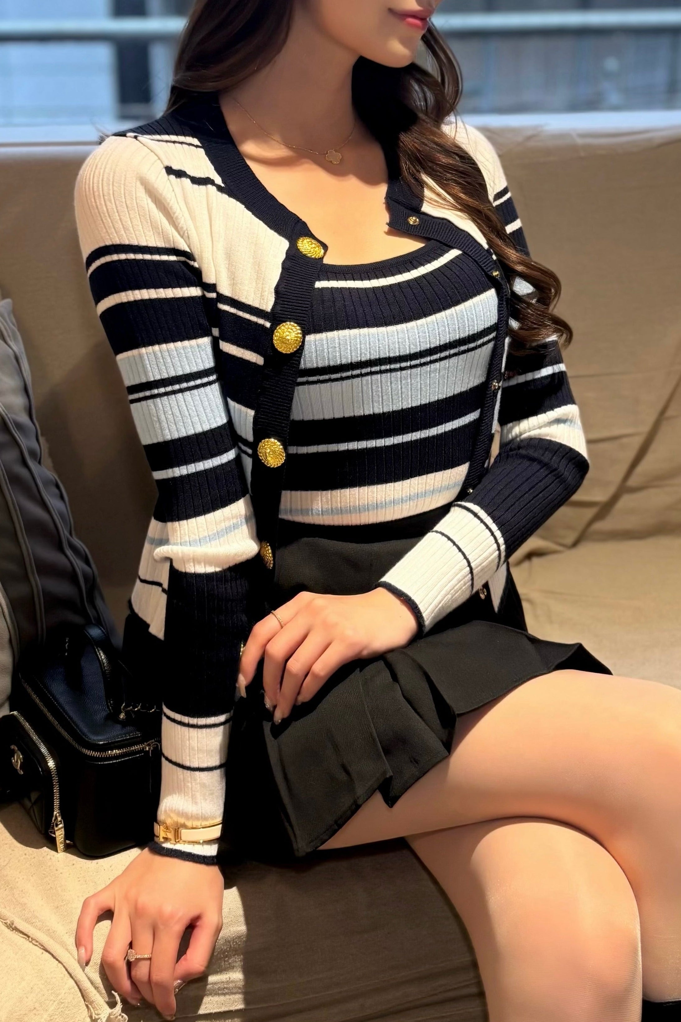 ボーダーニットカーデセット KR13753