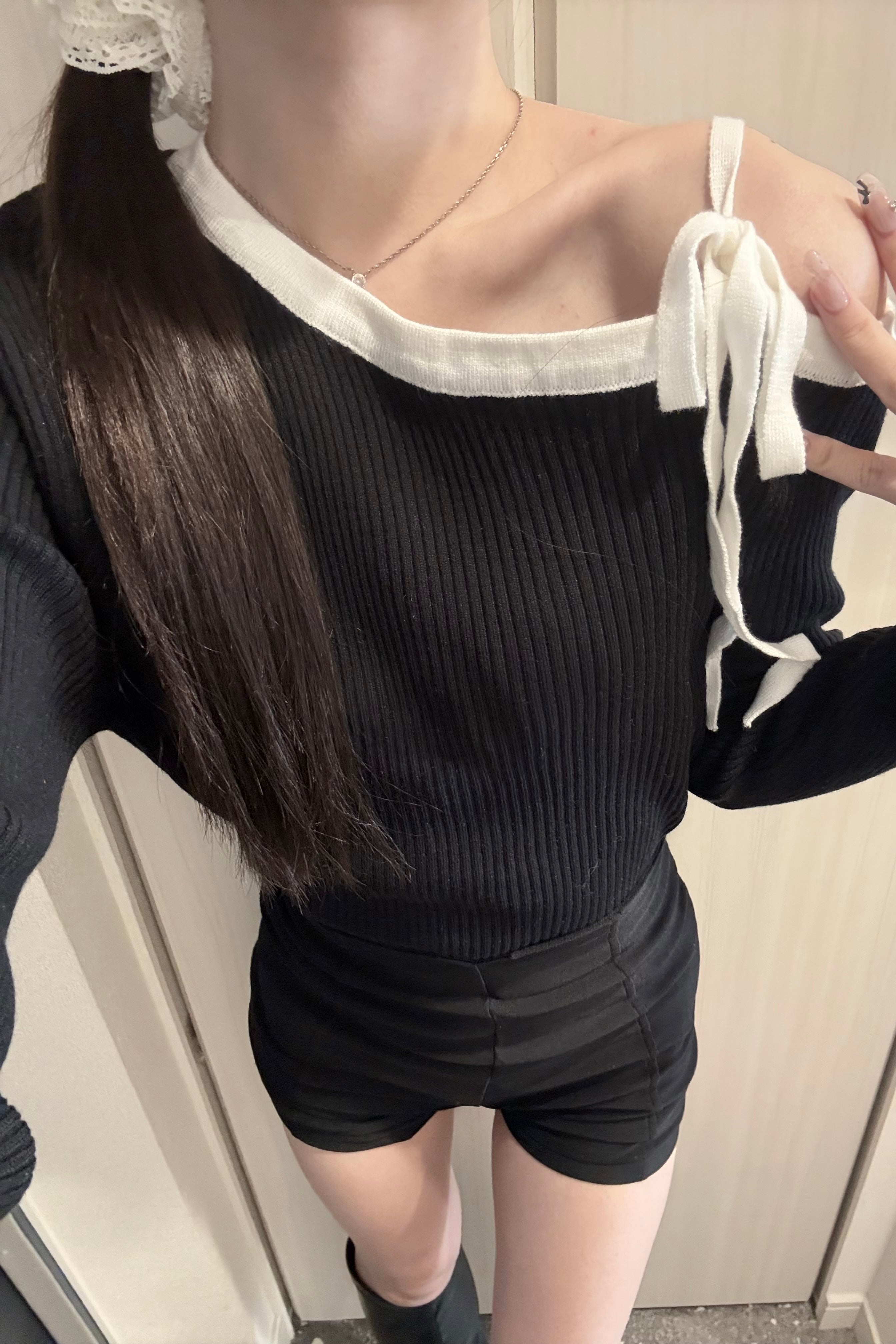 バイカラーワンショルニット KR13650