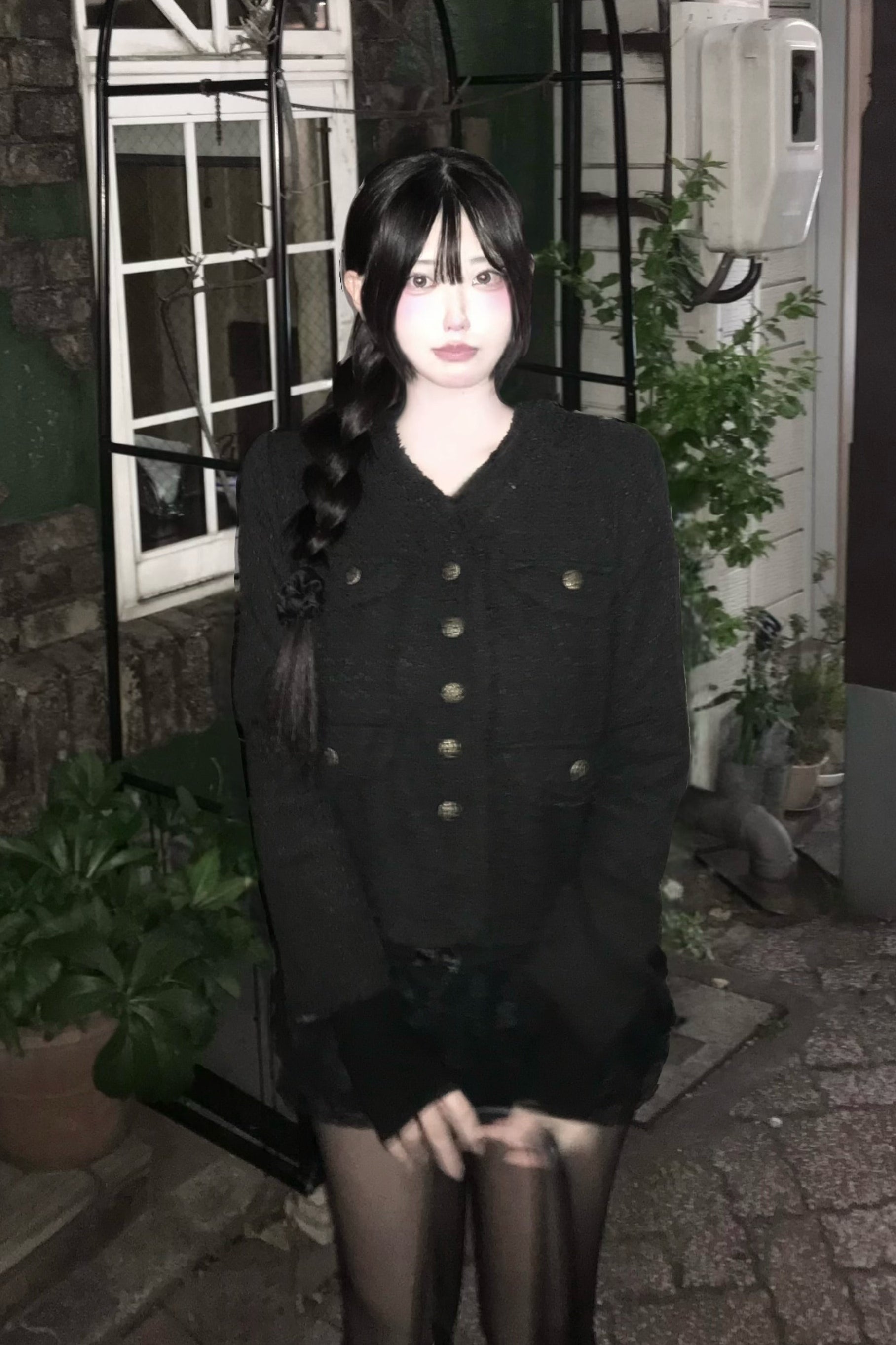 ノーカラーフリンジツイードジャケット KR30081