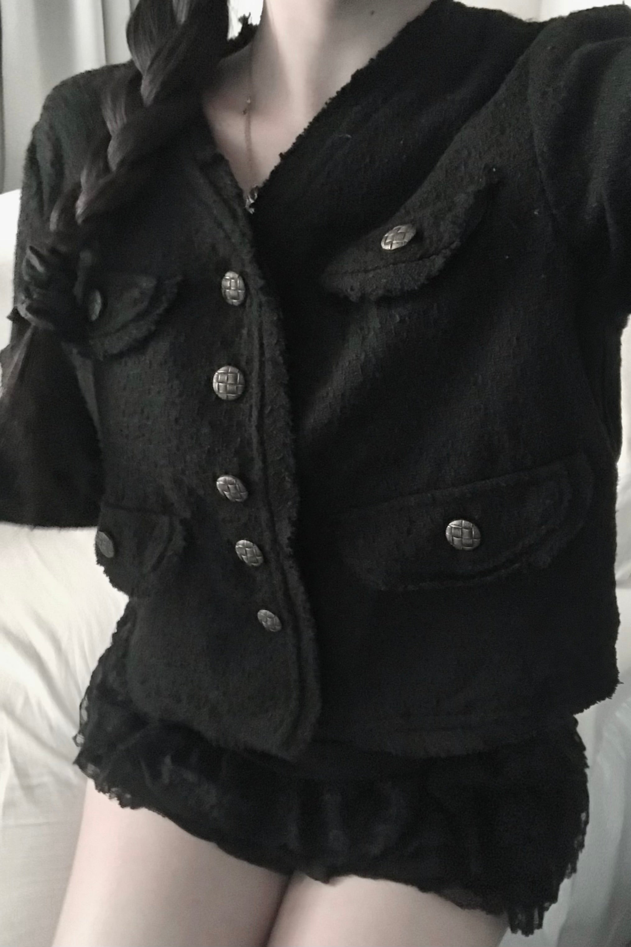 ノーカラーフリンジツイードジャケット KR30081