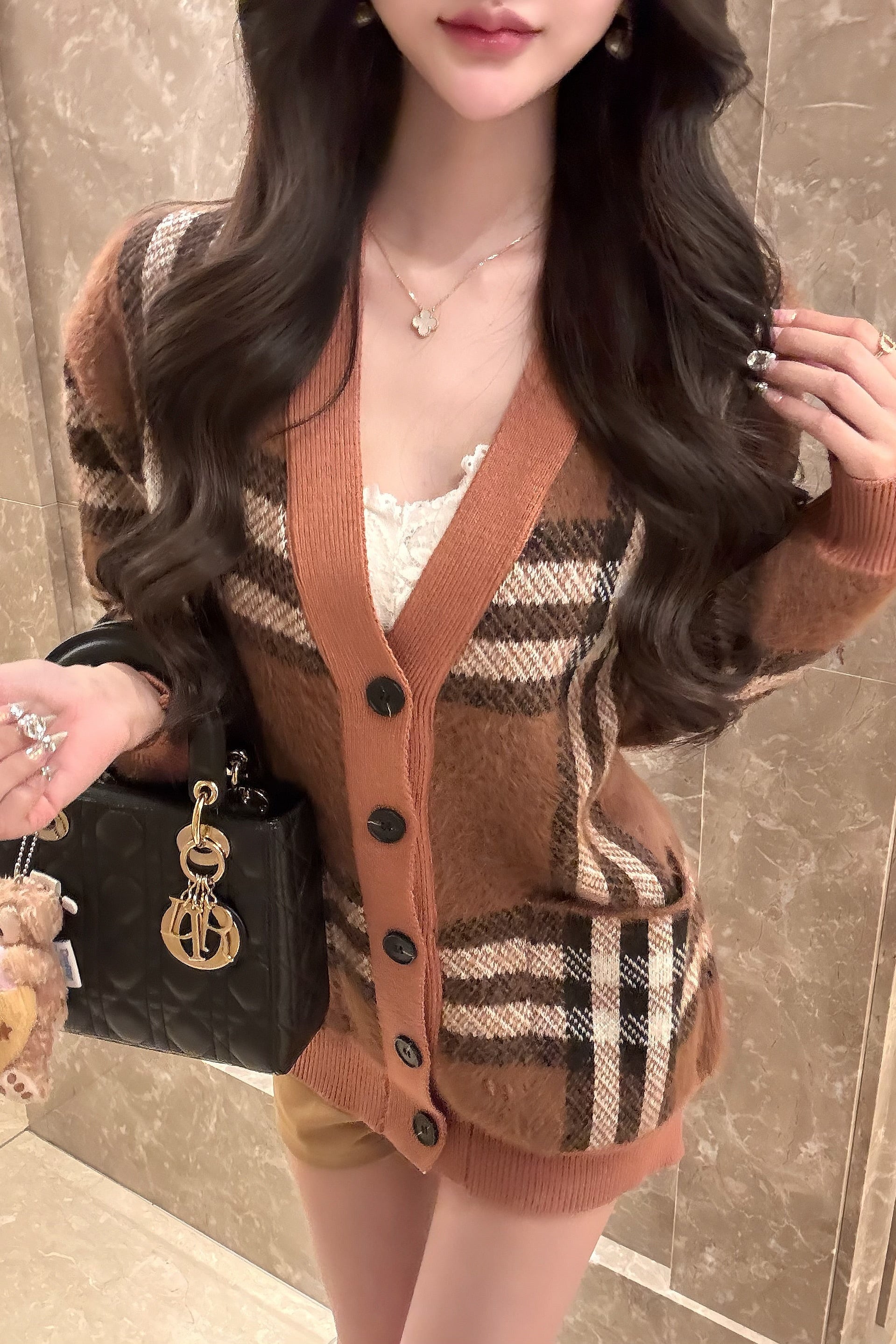 オーバーサイズチェックカーディガン KR13507