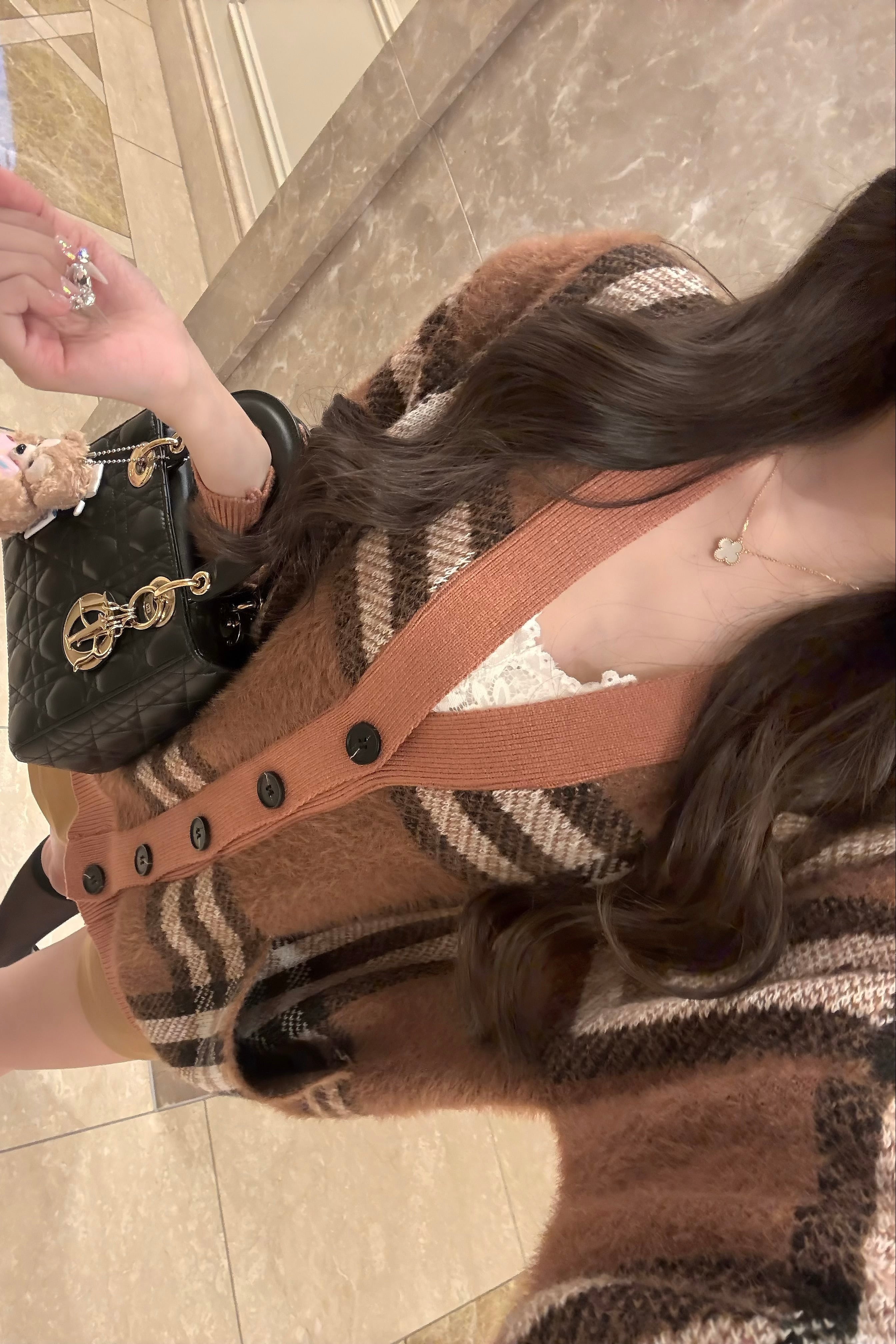 オーバーサイズチェックカーディガン KR13507