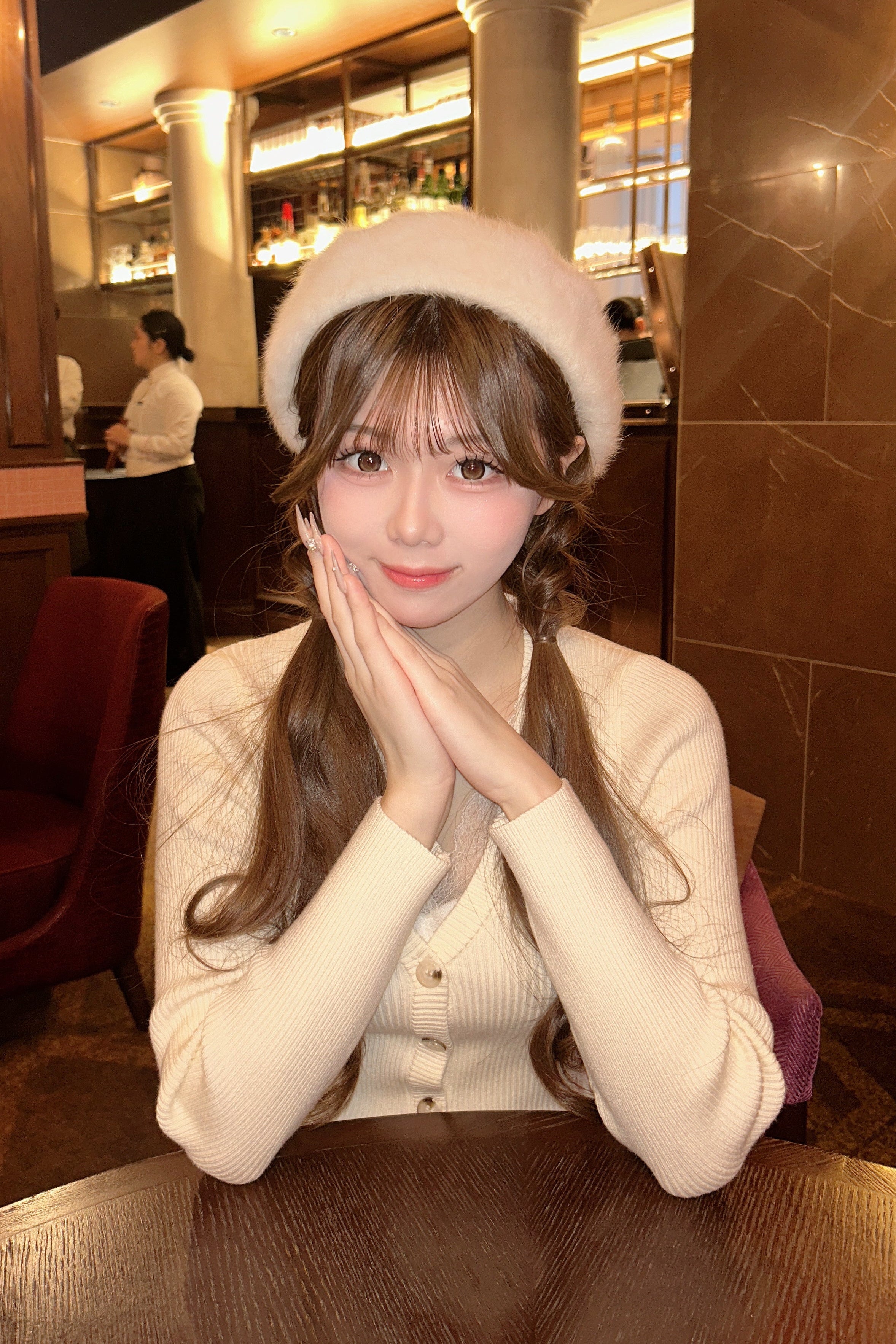 フロントボタンVネックニットワンピース KR14086