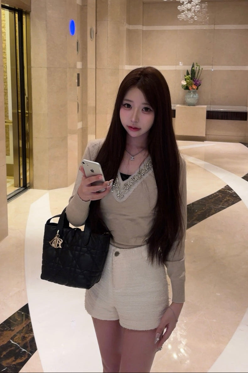 グリッターレースニットトップス KR13986