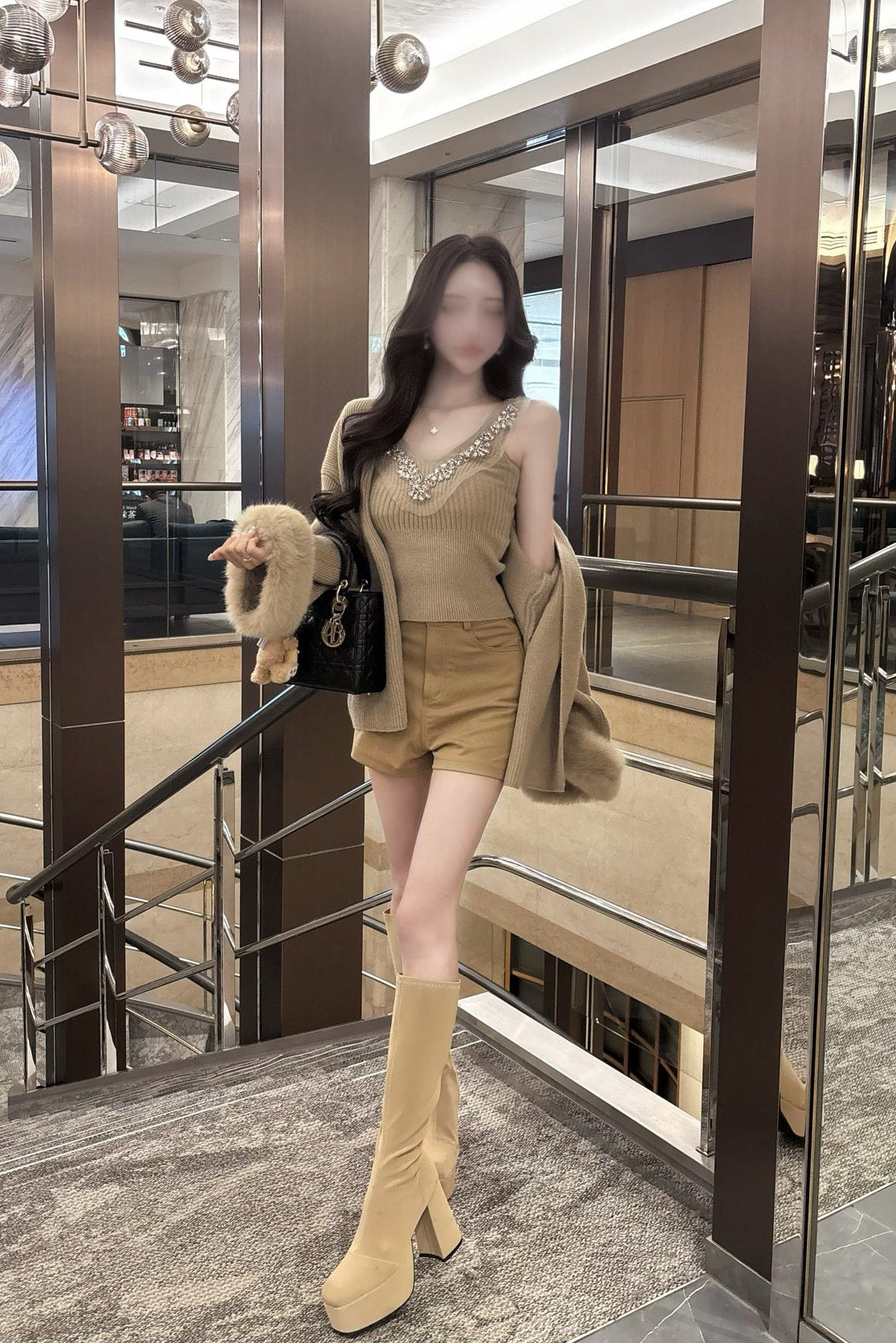 ビジューリブファーカーデセット KR30082