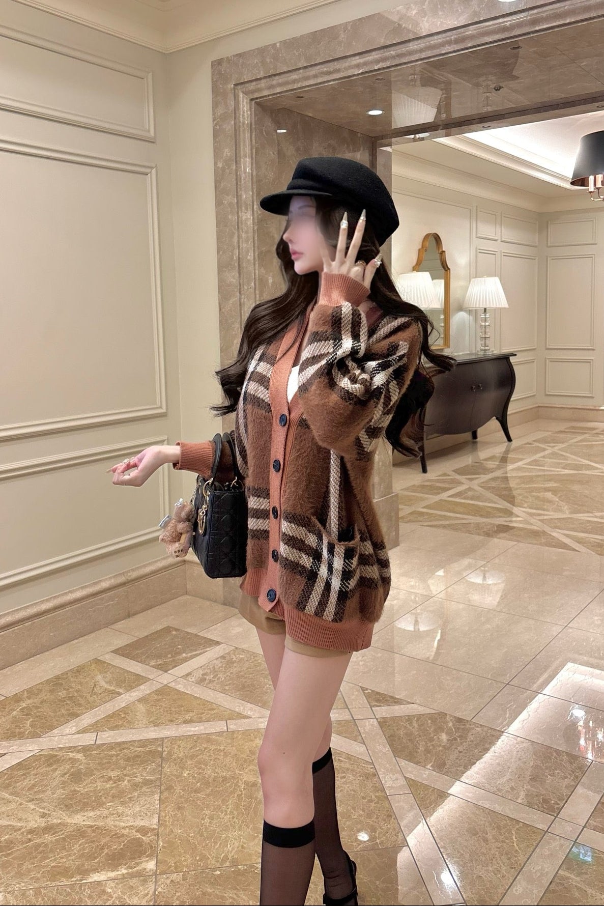 オーバーサイズチェックカーディガン KR13507