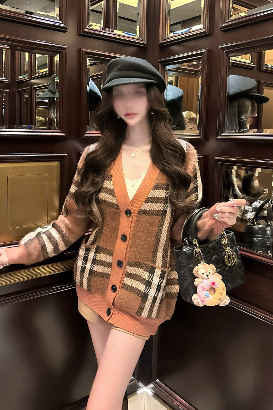 オーバーサイズチェックカーディガン KR13507