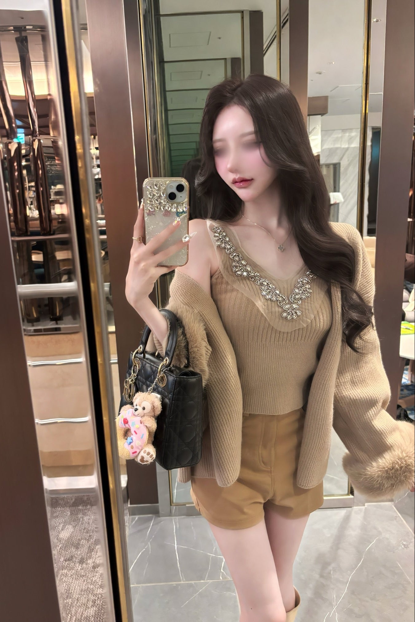 ビジューリブファーカーデセット KR30082