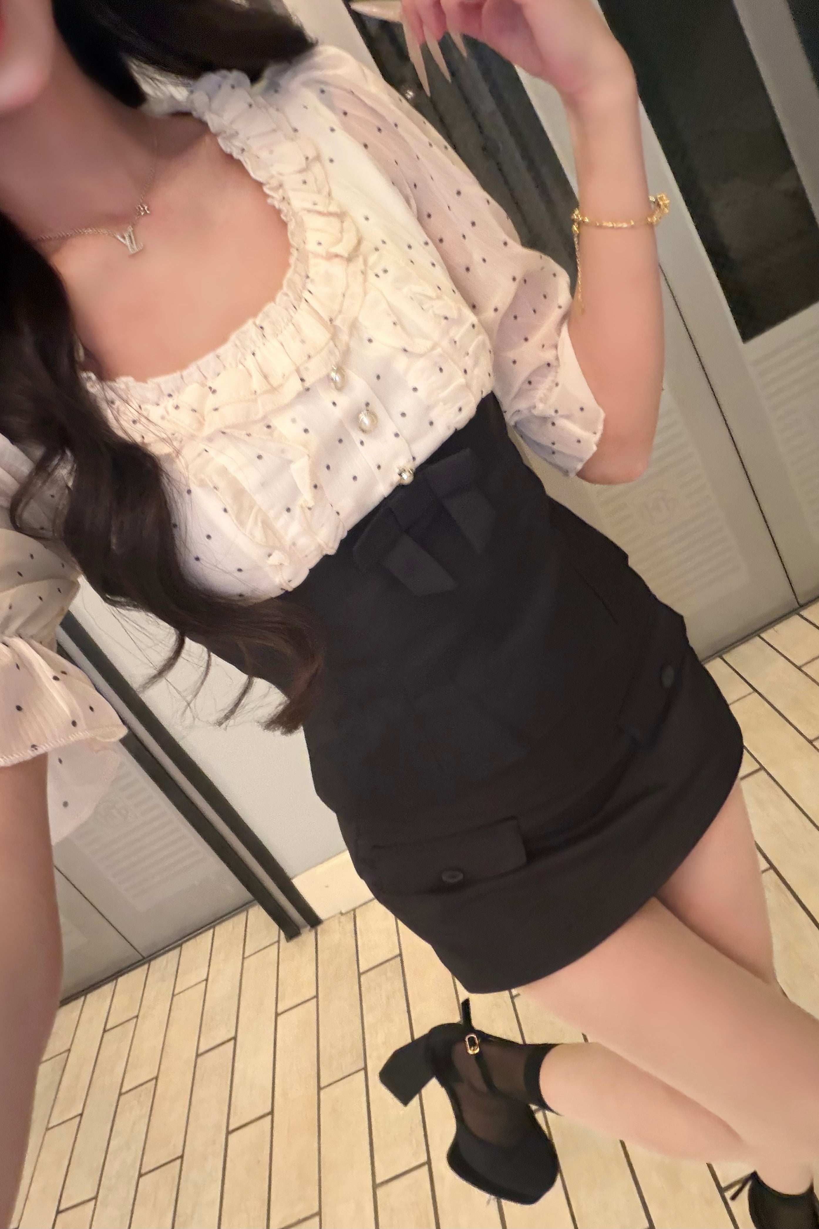 パフスリーブドットセットアップ KR30583