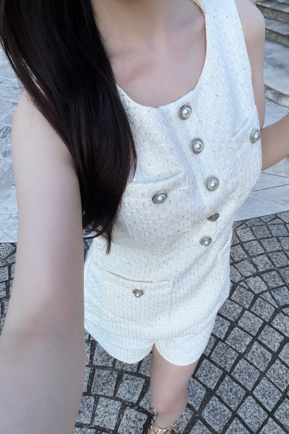 ツイードノースリーブペプラムセットアップ KR30643