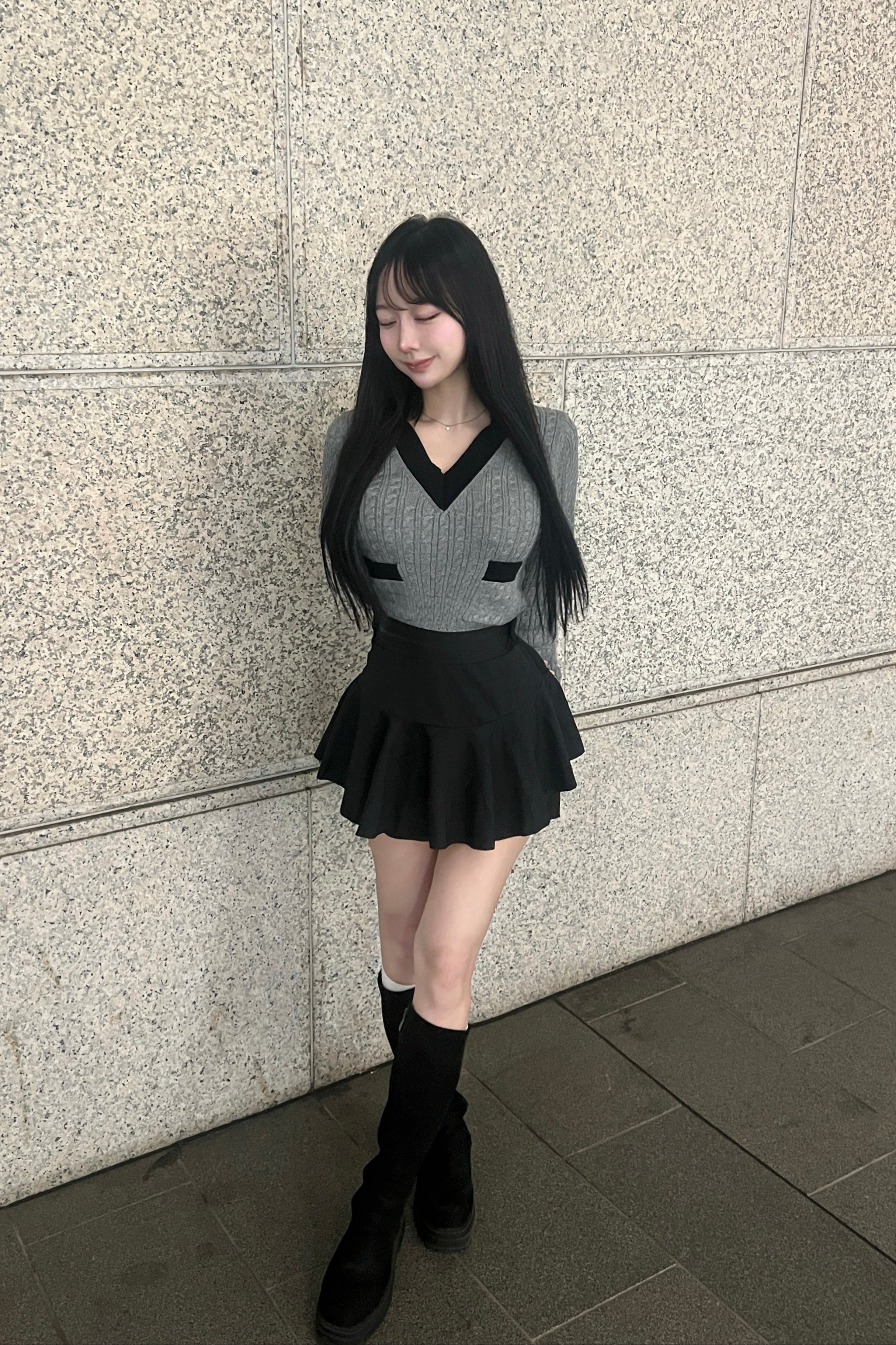 バイカラーVネックニット KR13773