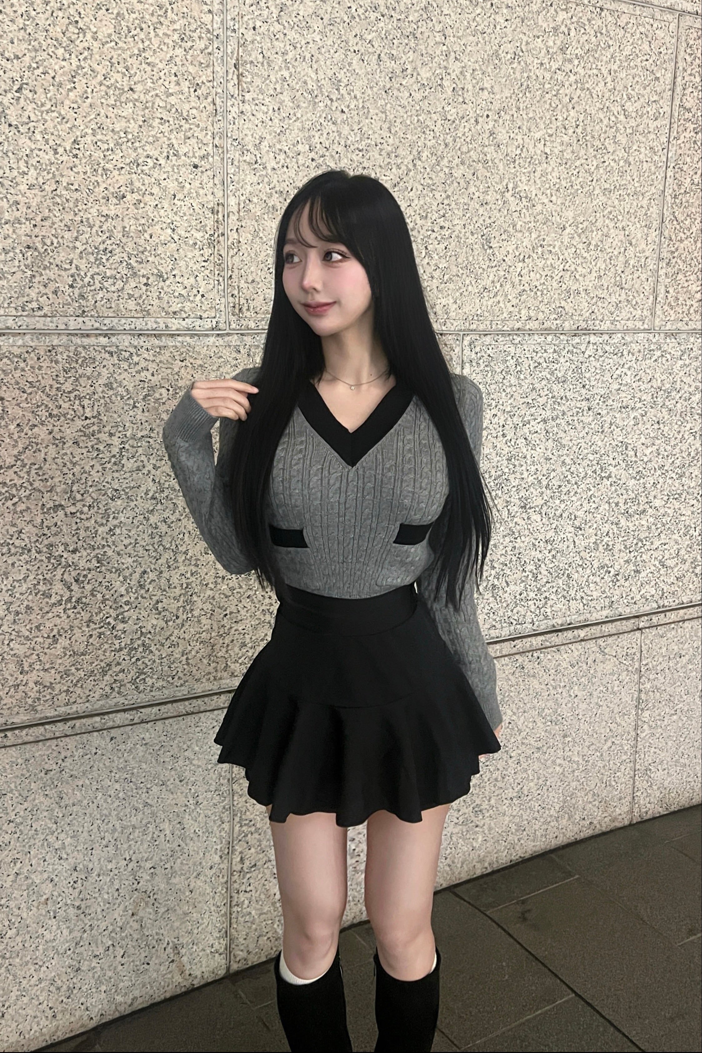 バイカラーVネックニット KR13773