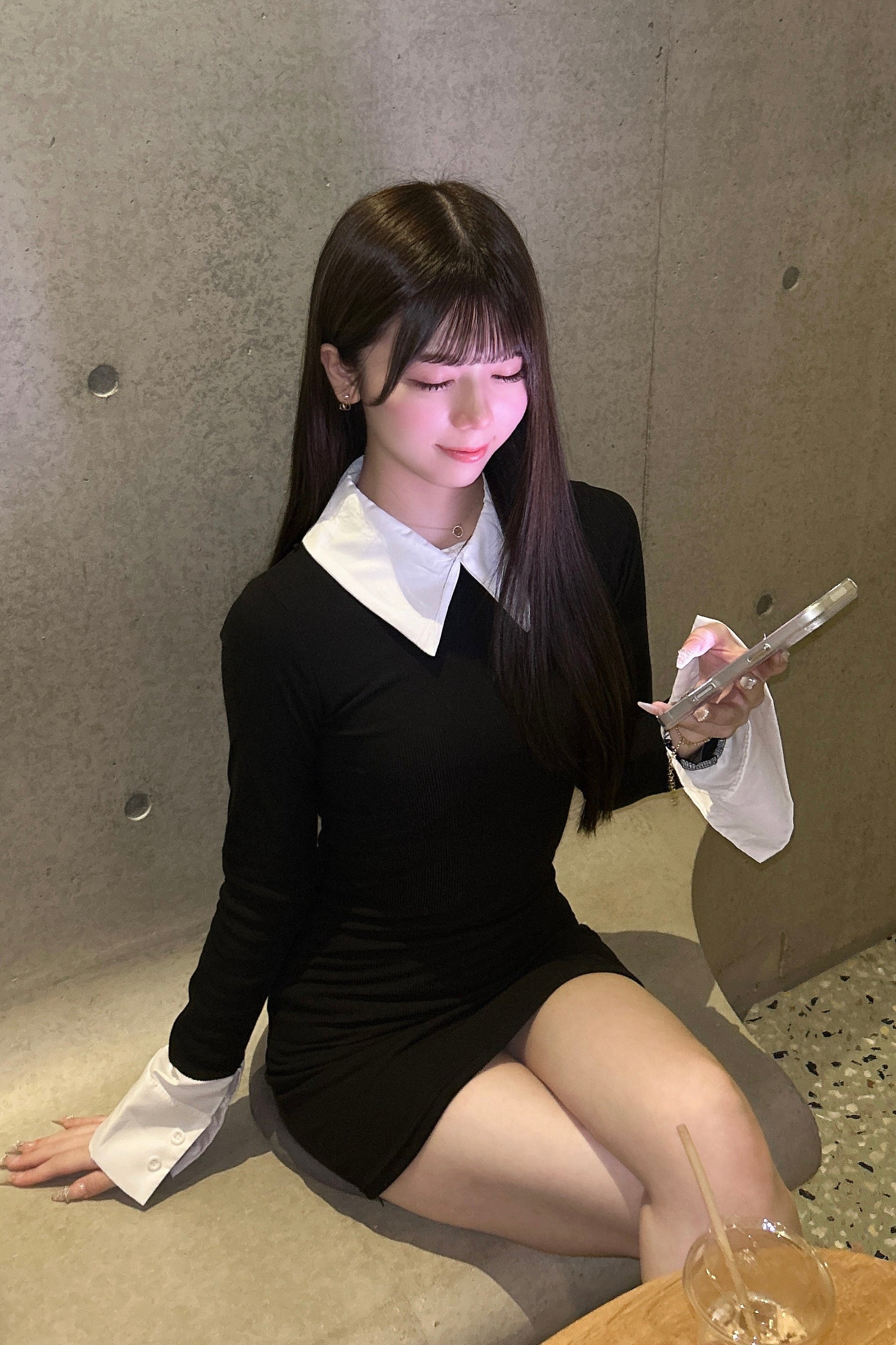 バイカラーシャツワンピース KR13384