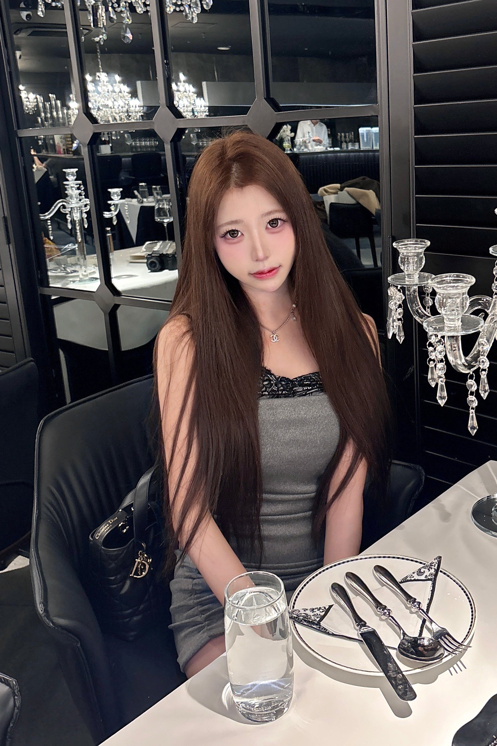 レーススリムシルエットワンピ KR14075