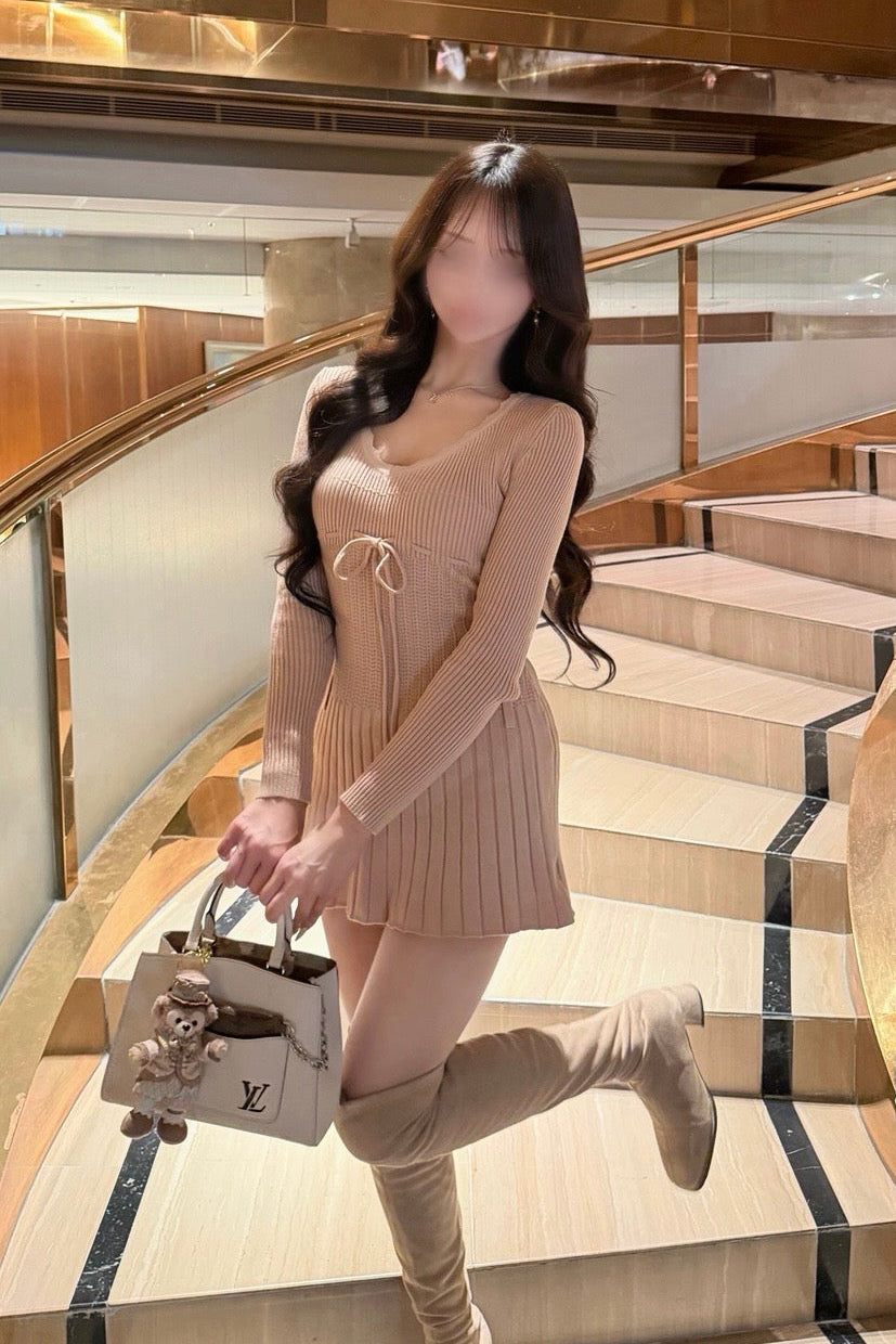 プリーツニットワンピース KR14487