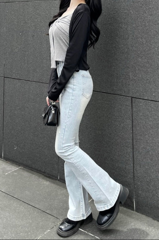 ビジュ―デニムフレアパンツ KR14391