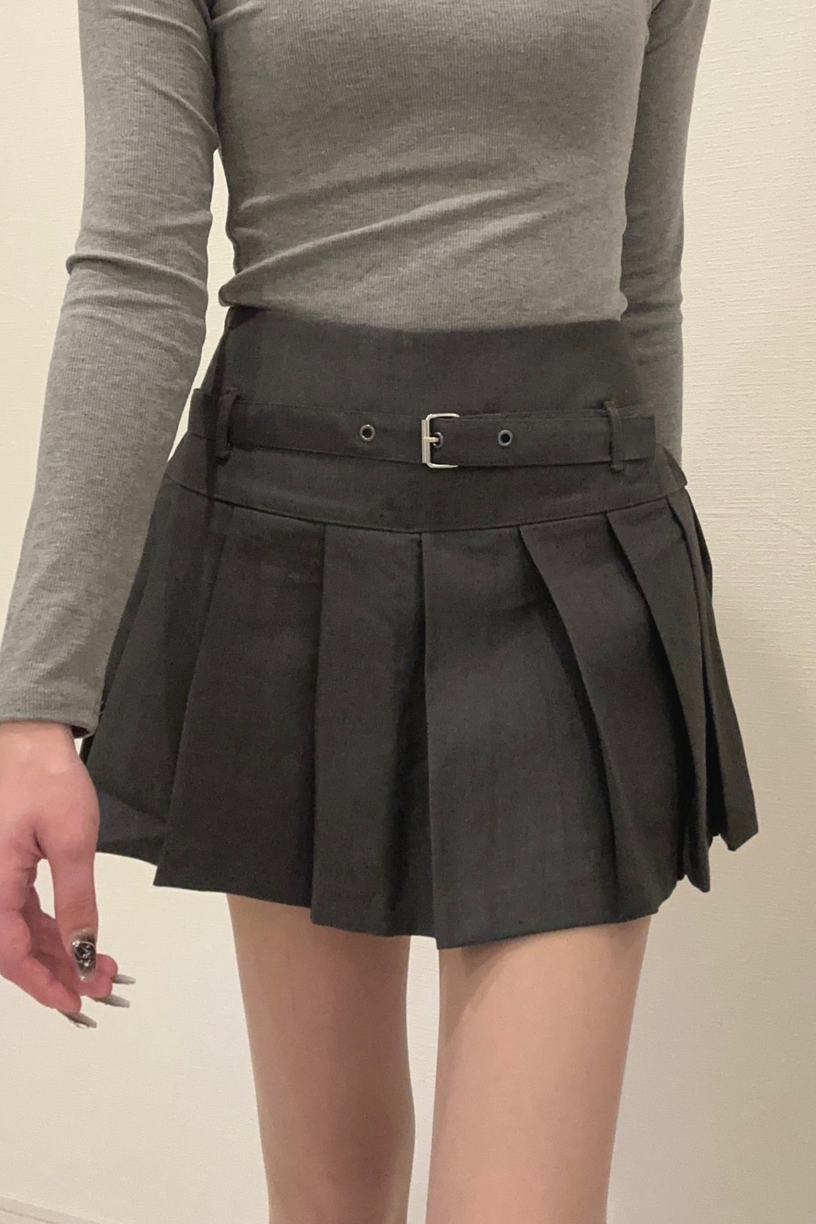ベルトプリーツミニスカート KR13933
