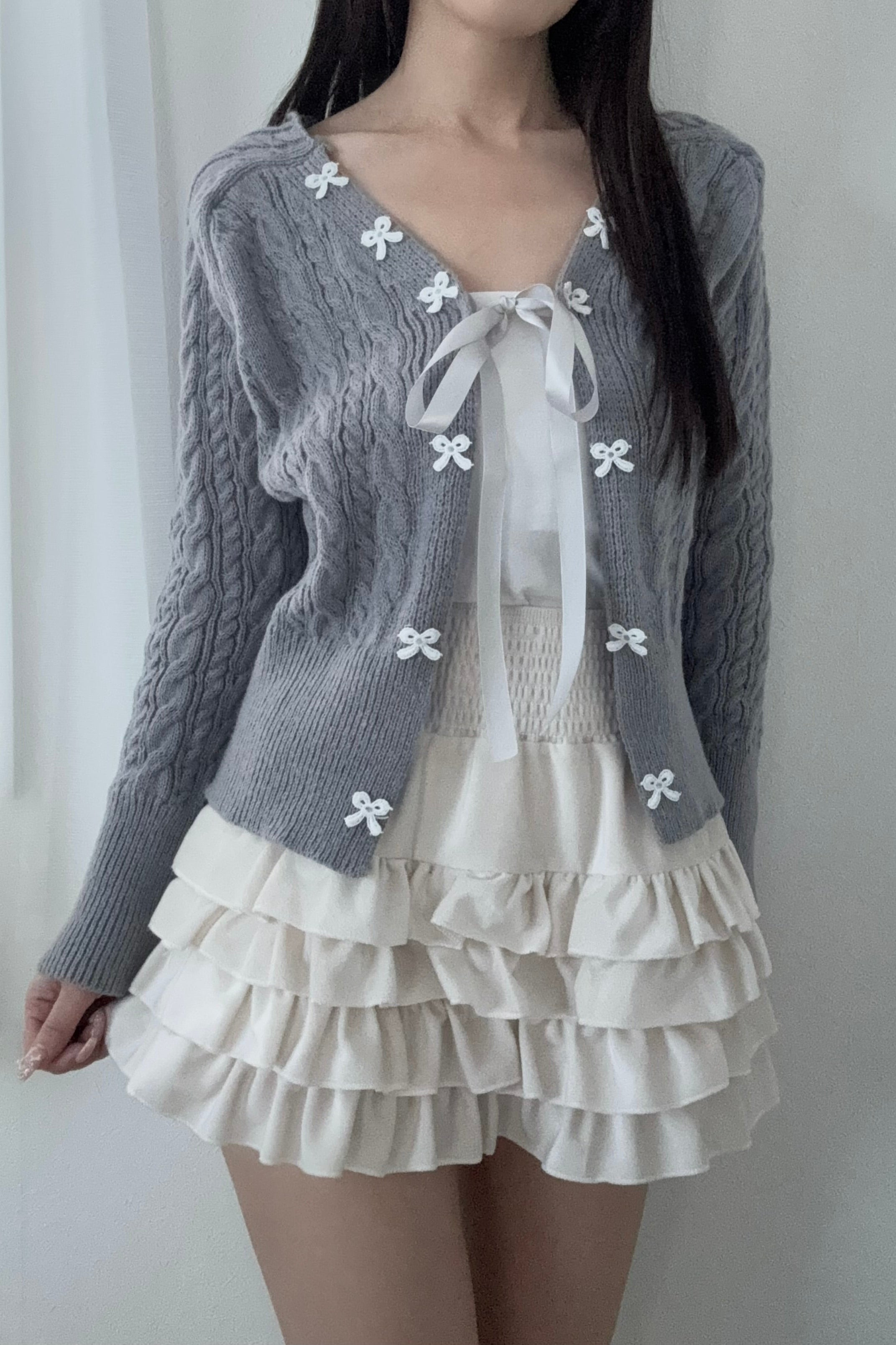 リボンデザインニットカーディガン KR14040