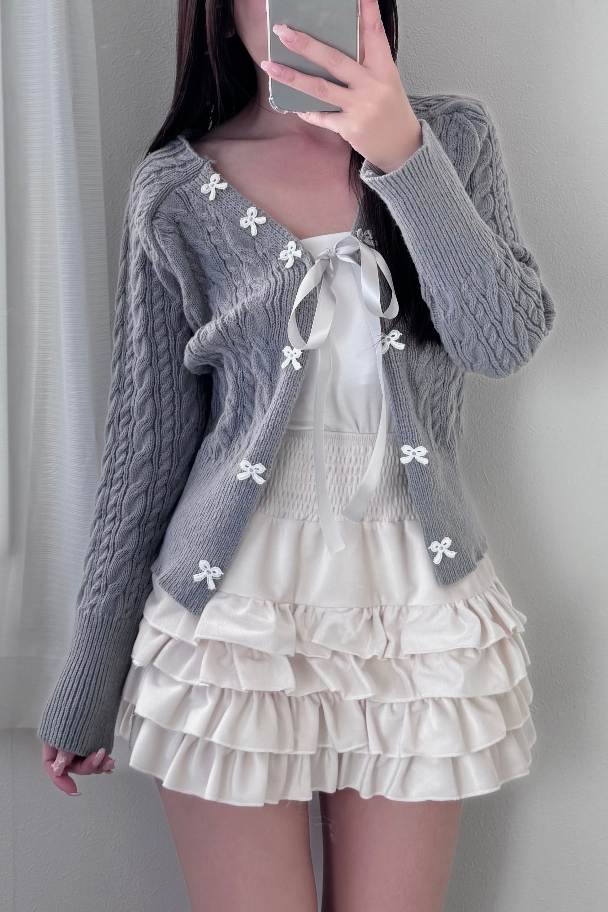 リボンデザインニットカーディガン KR14040