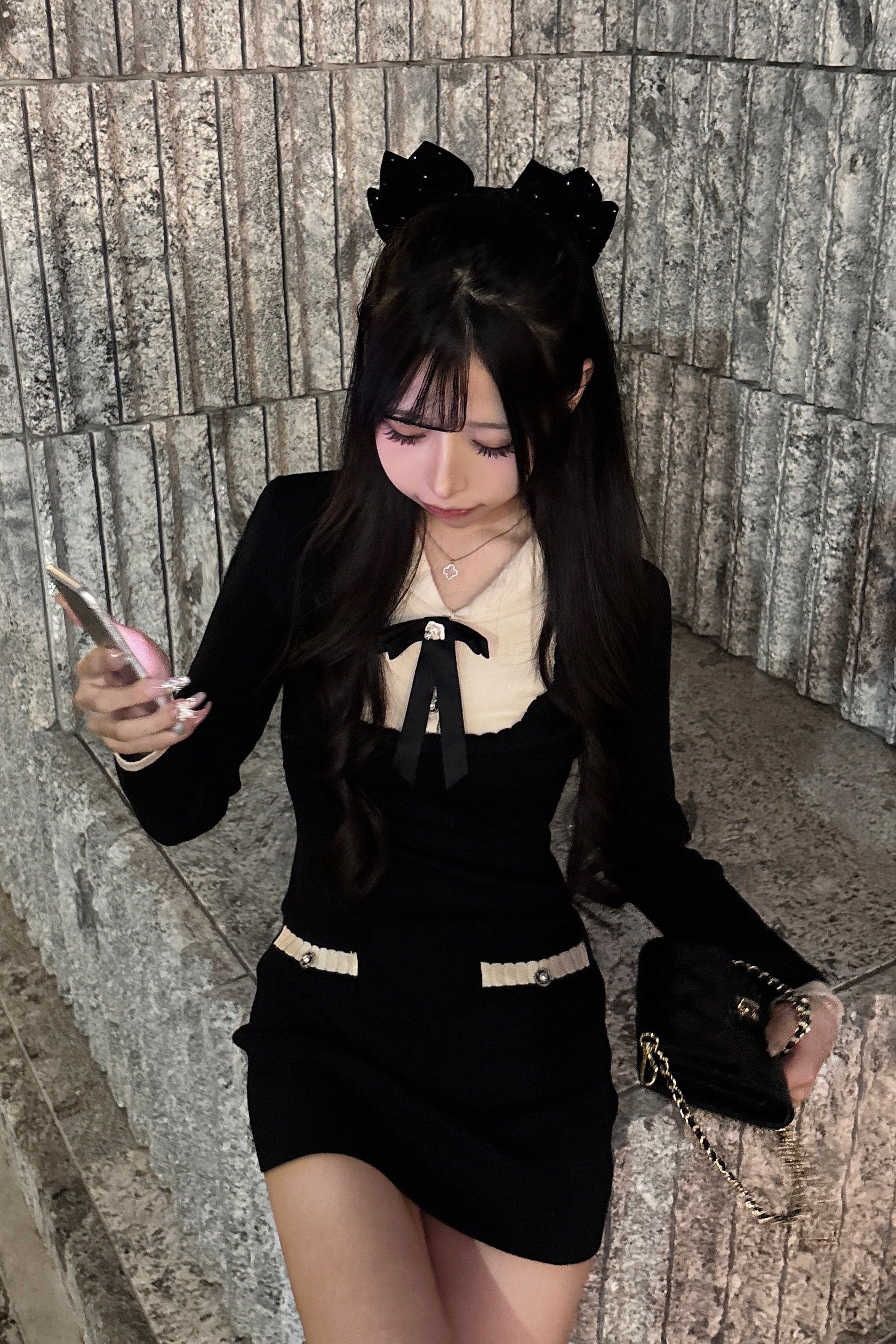 リボンニットワンピース KR13404