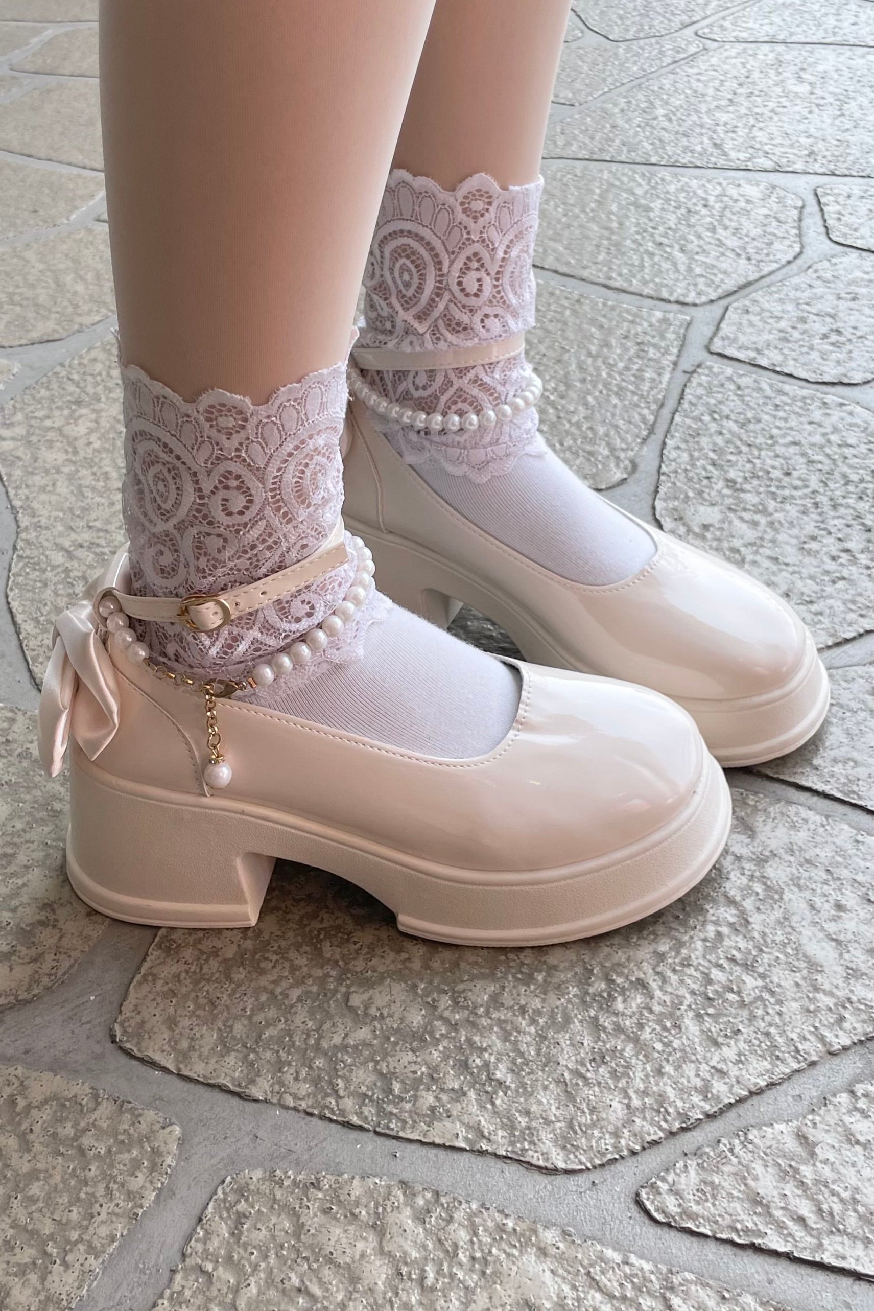 パールリボンフレンチパンプス KR14449