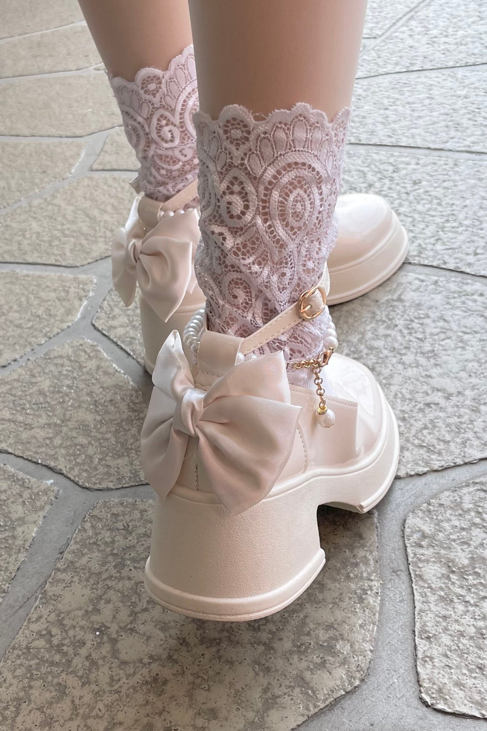 パールリボンフレンチパンプス KR14449