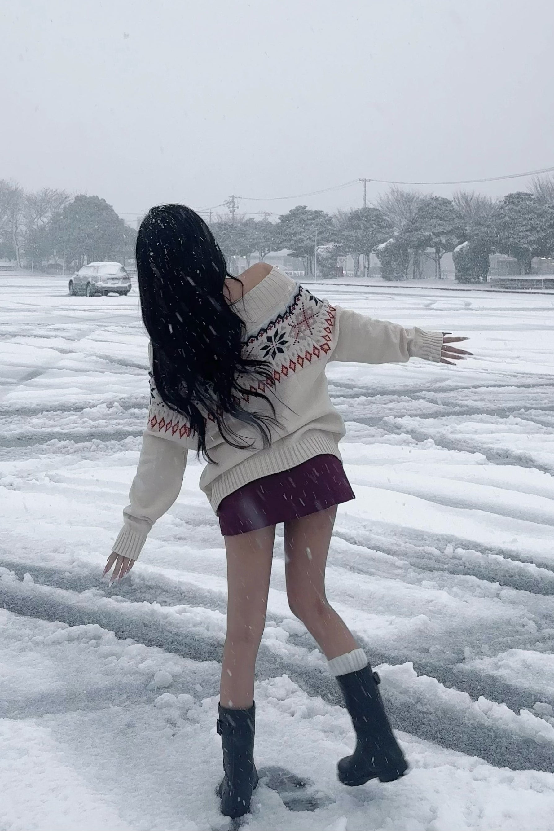 オフショルノルディックニットトップス KR13834