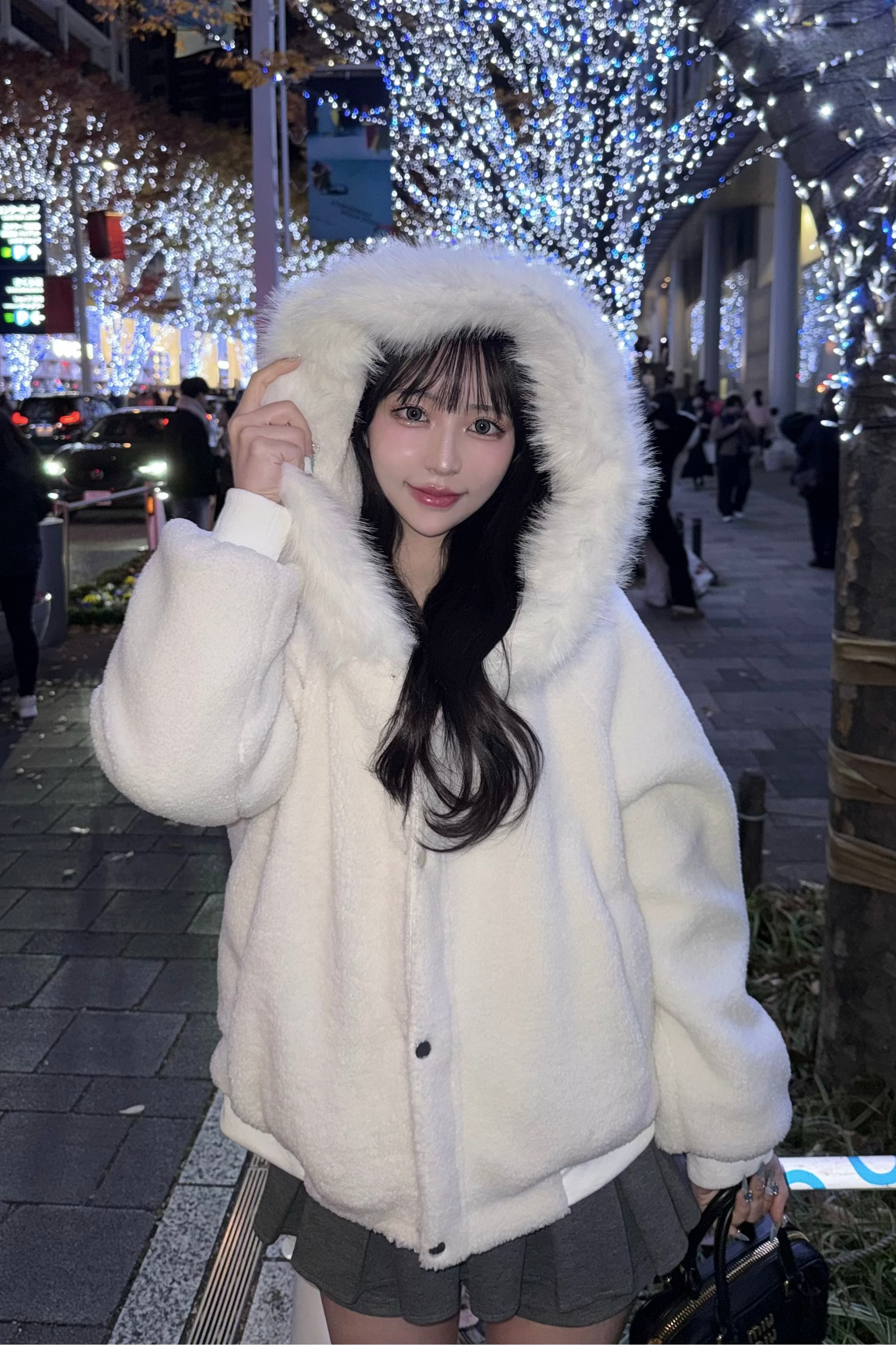 【早い者勝ち】ホワイト ファー ショート ジャケット ホワイトファーショートジャケット KR30085