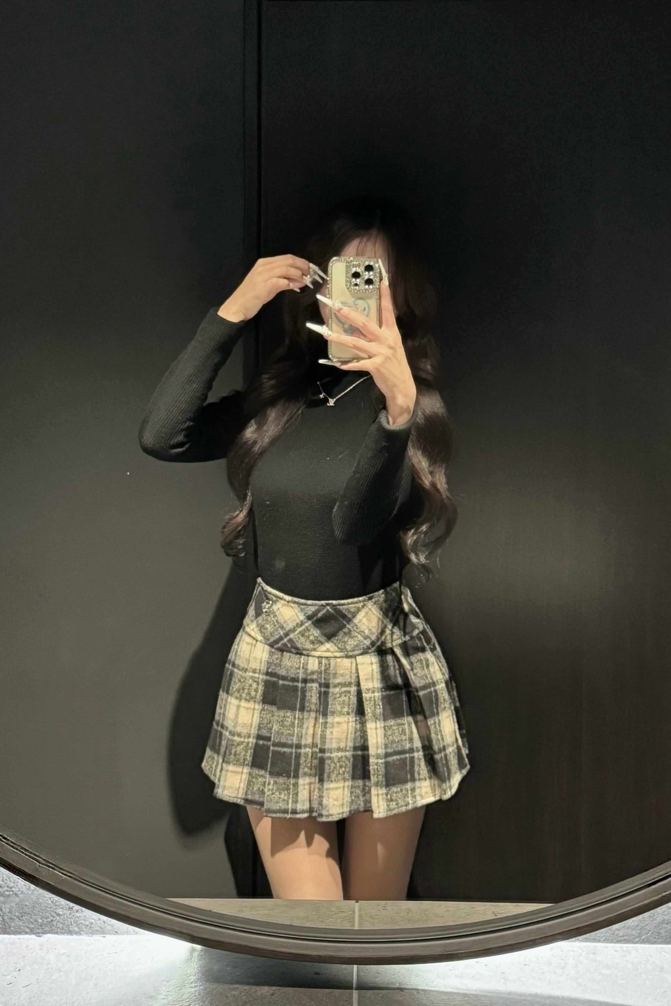 ウールチェックプリーツスカートKR13928