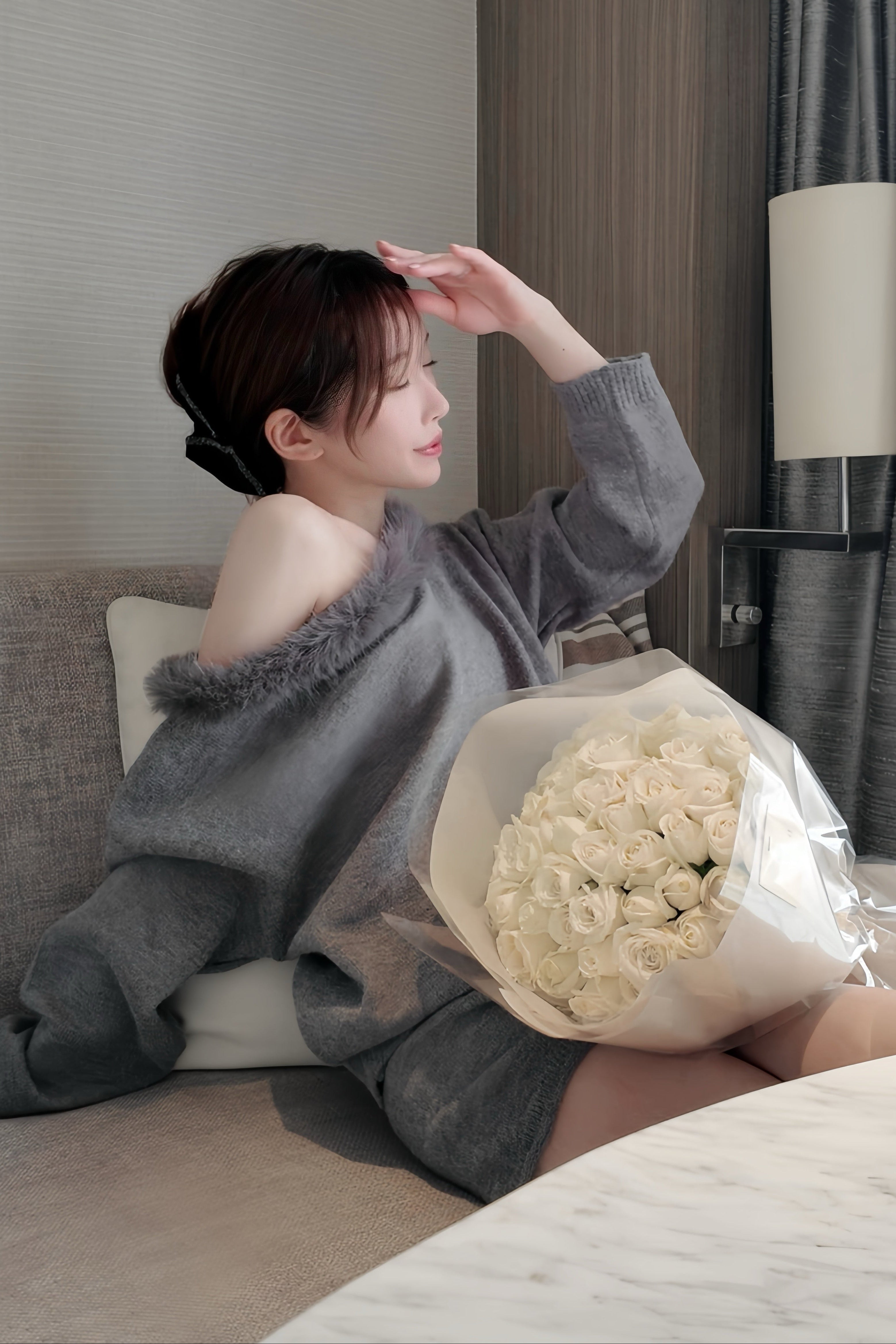 ファーオフショルニットセットアップ KR13526