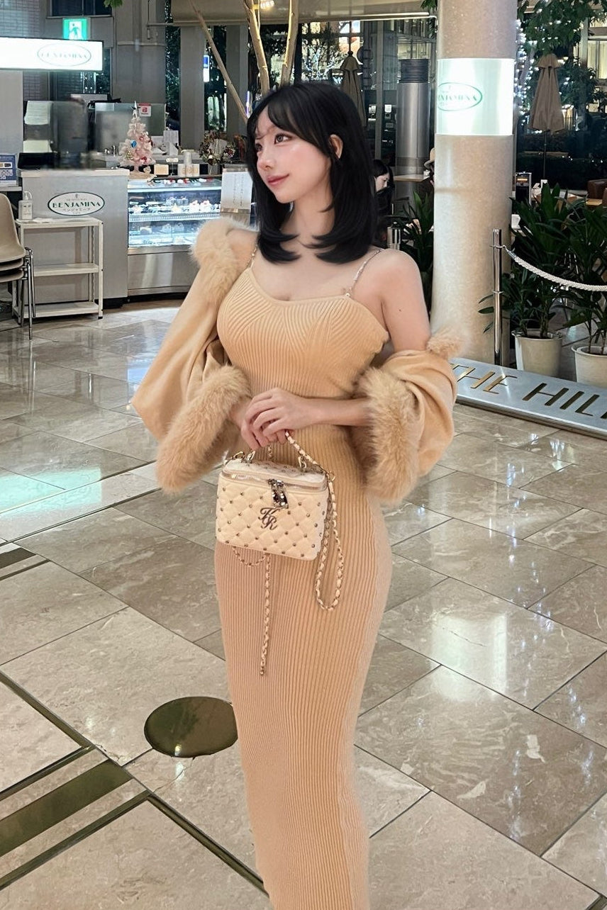 スリーブファーカーディガンセットアップ KR30308