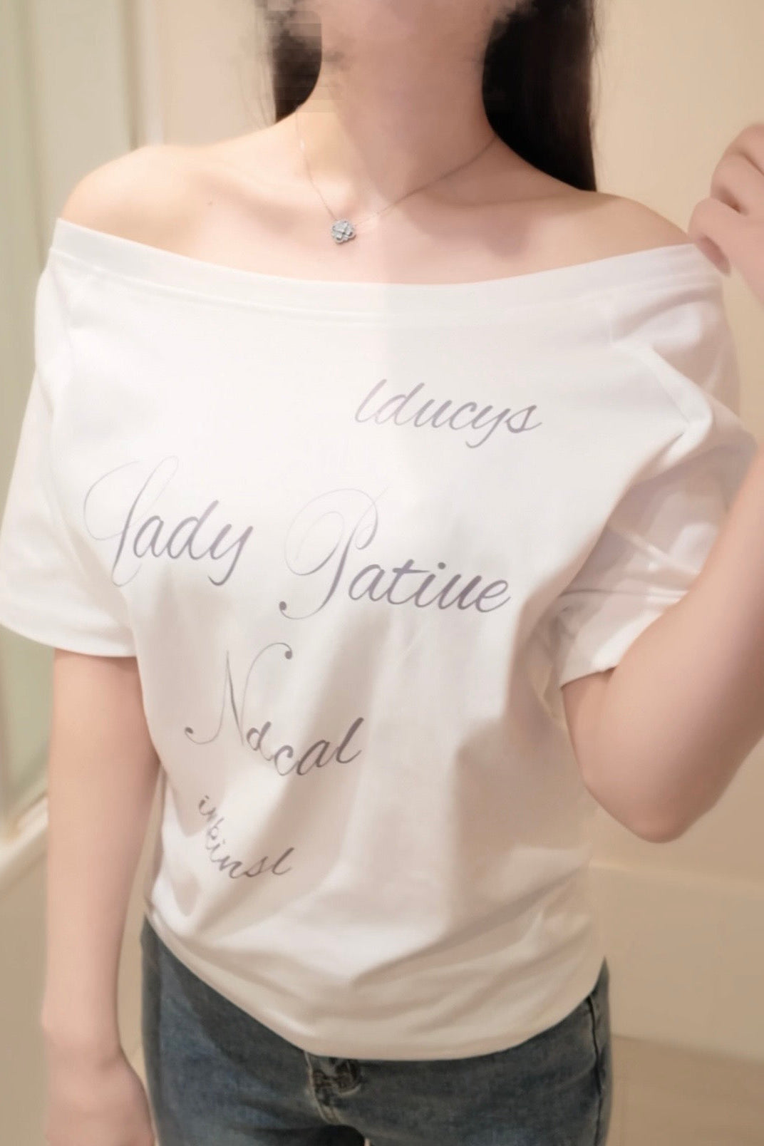 ワンショルダーロゴプリントオーバーTシャツ KR15332