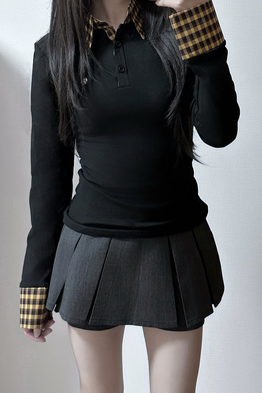 ギンガムチェックカフスカットソー KR13718