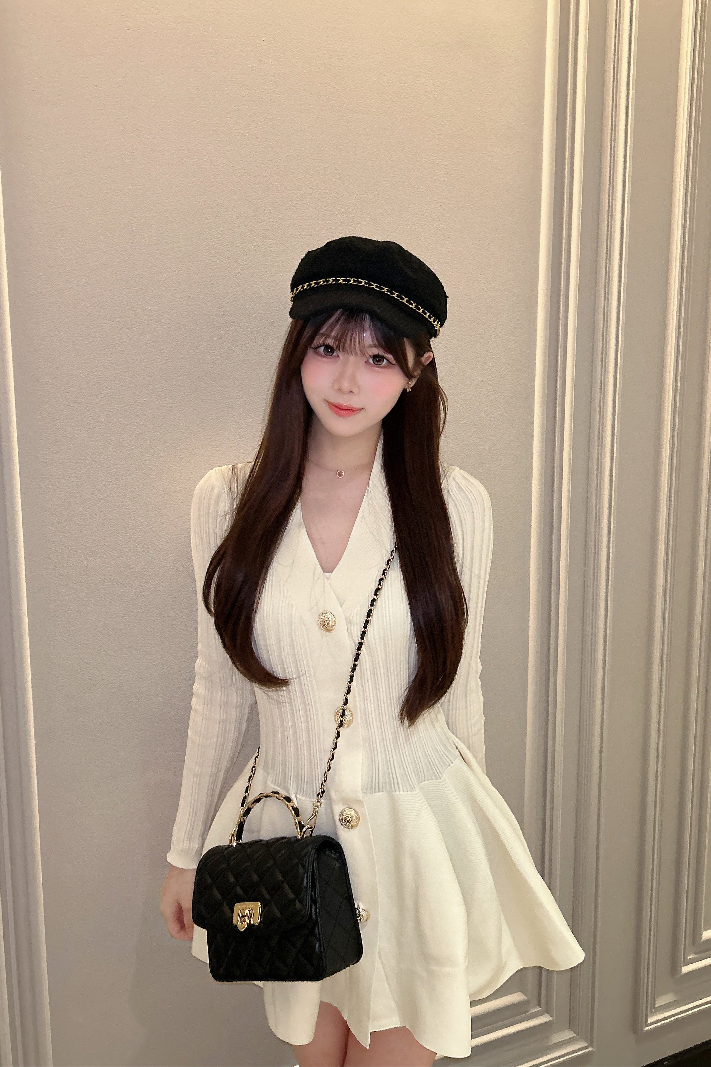 フロントボタンレースワンピース KR14384