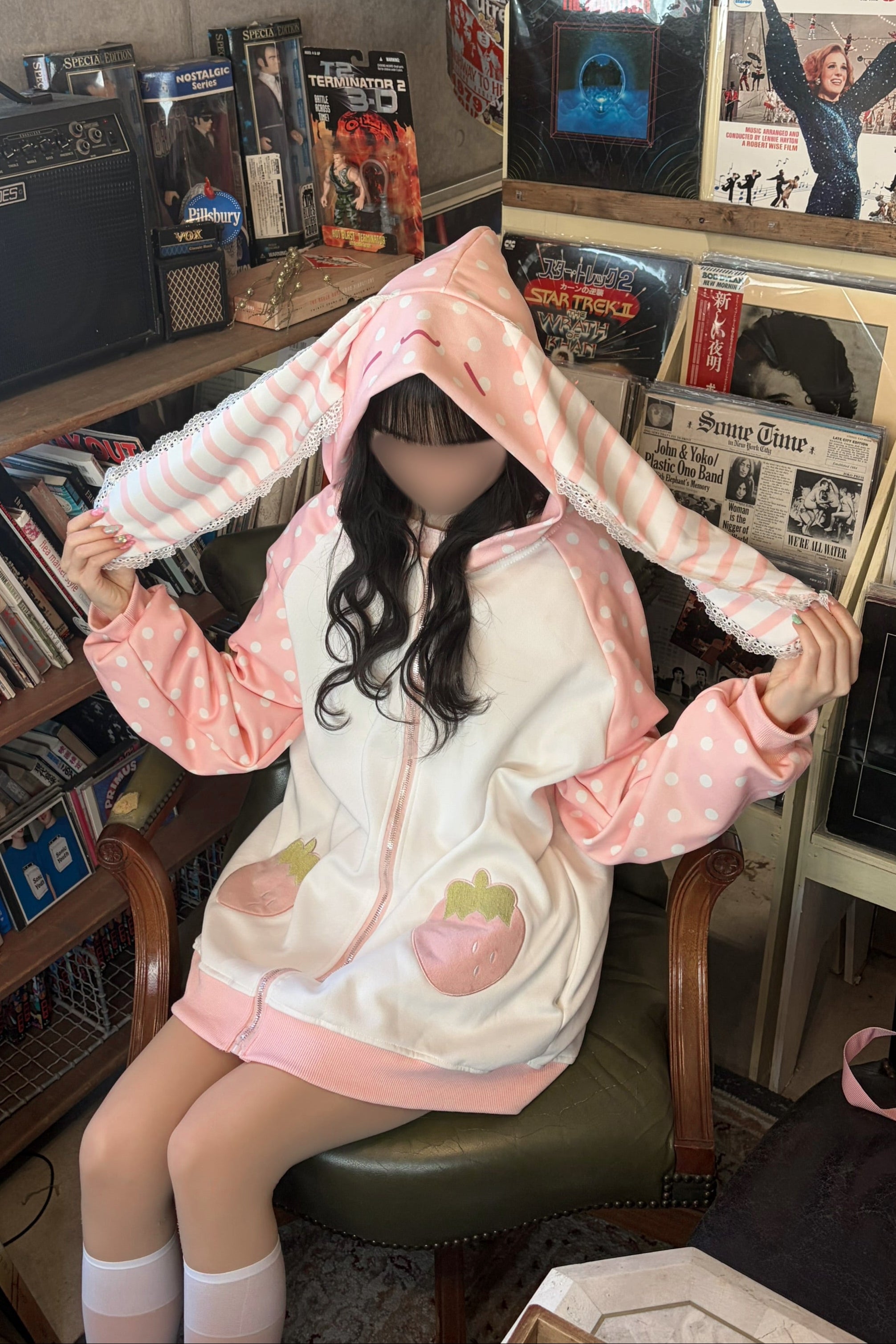 ストロベリーうさ耳パーカー KR14362