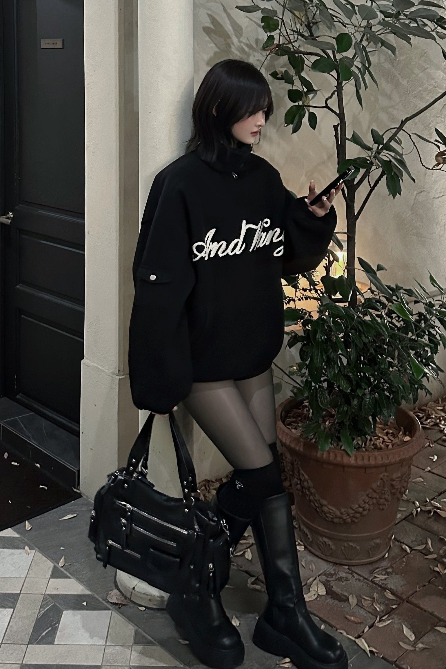 フェイクレザージップバッグ KR13644